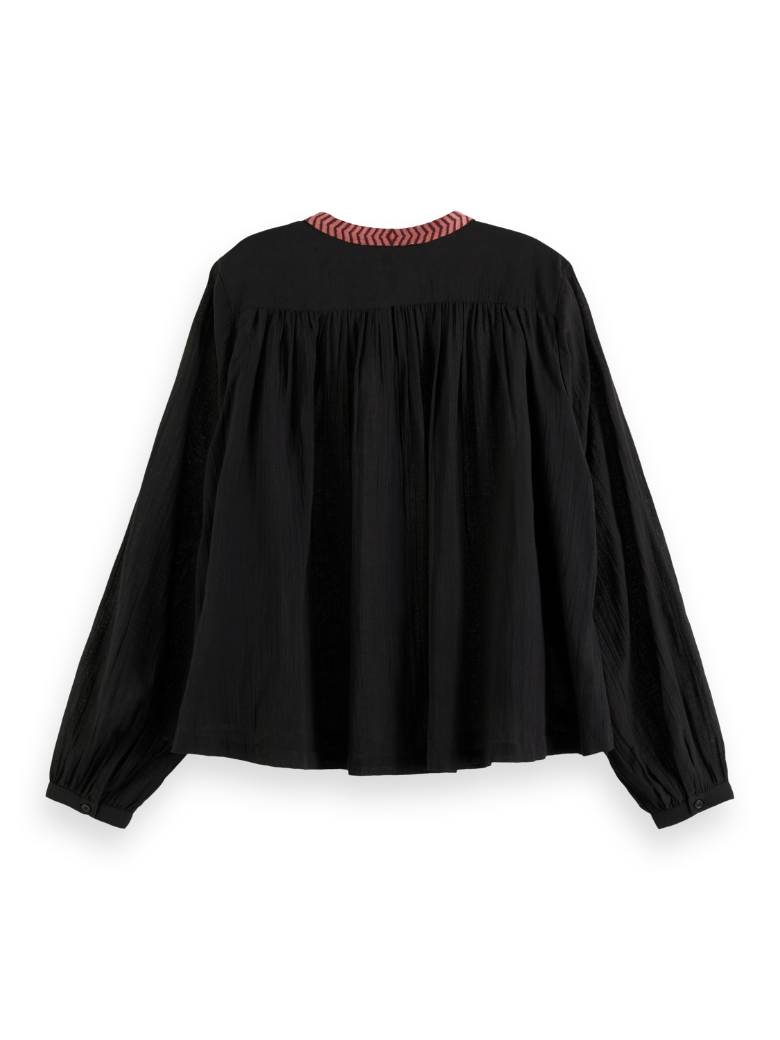 SHIRT WITH GATHERING AND EMBROIDERY DETAIL