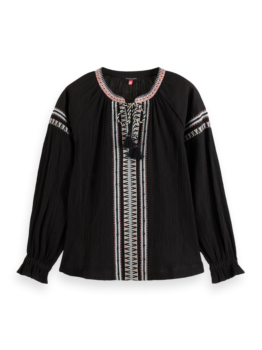 BALLOON SLEEVE EMBROIDERY TOP