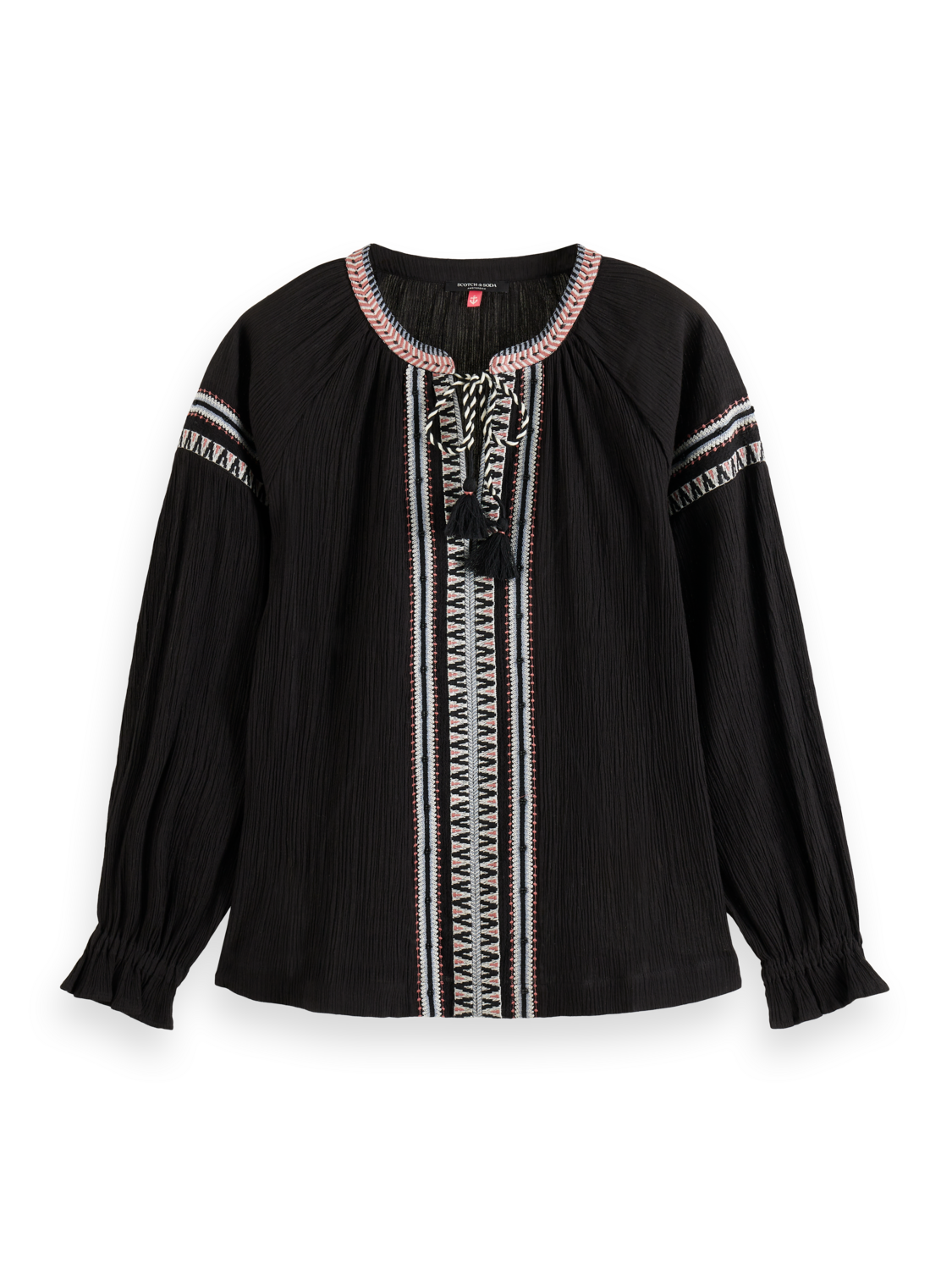 BALLOON SLEEVE EMBROIDERY TOP