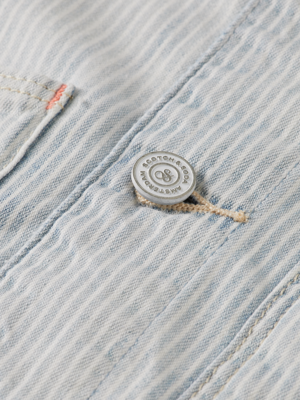 WASHED INDIGO STRIPED DENIM WORKWEAR JACKET