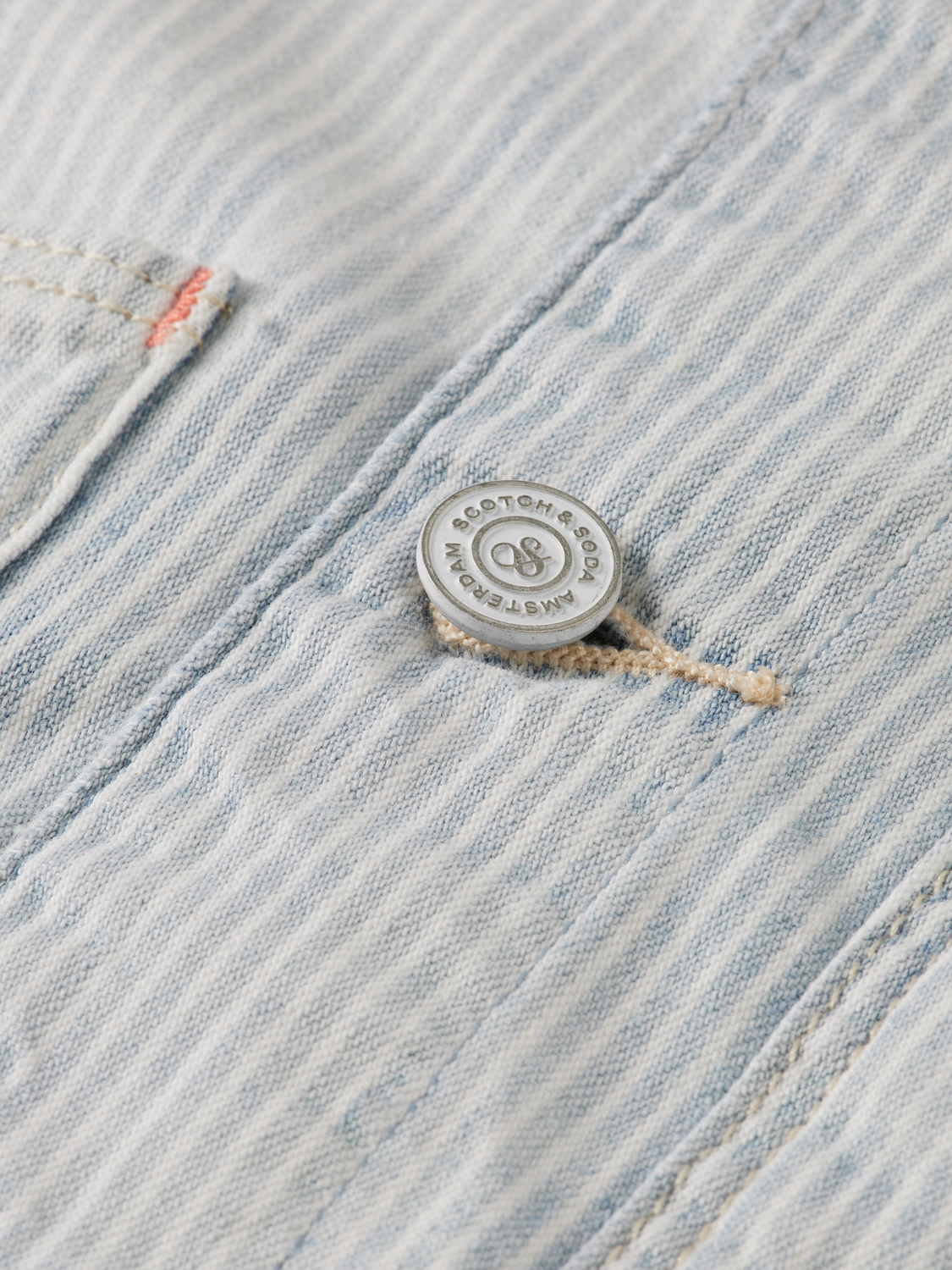 WASHED INDIGO STRIPED DENIM WORKWEAR JACKET