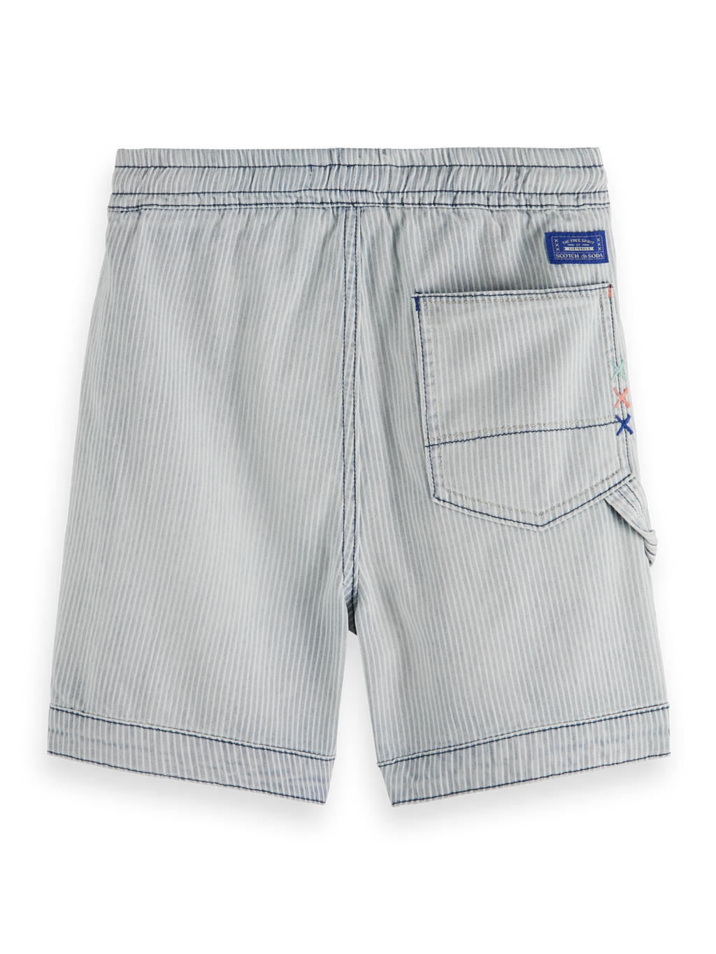 WASHED INDIGO STRIPED BEACH SHORT