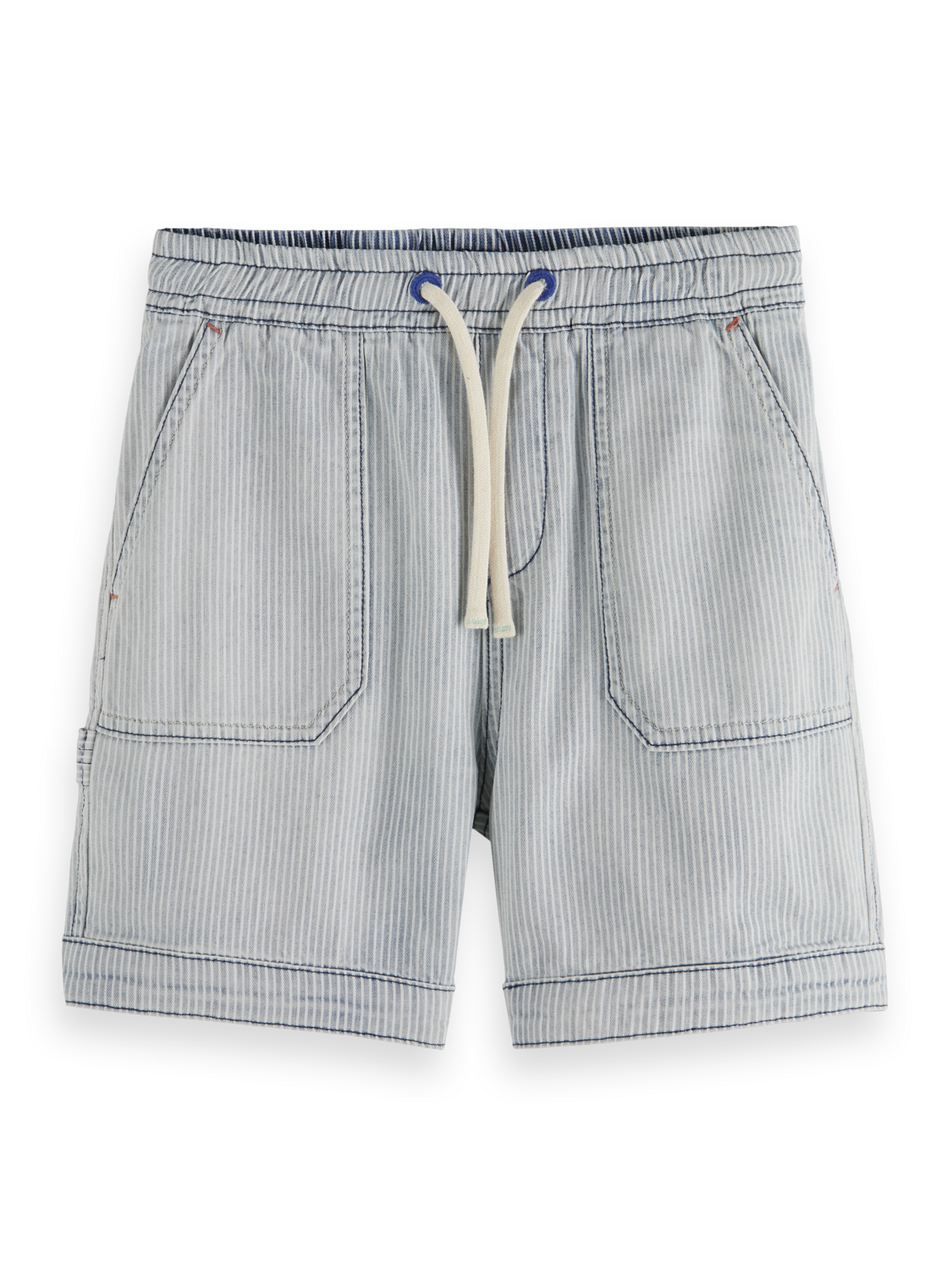 WASHED INDIGO STRIPED BEACH SHORT