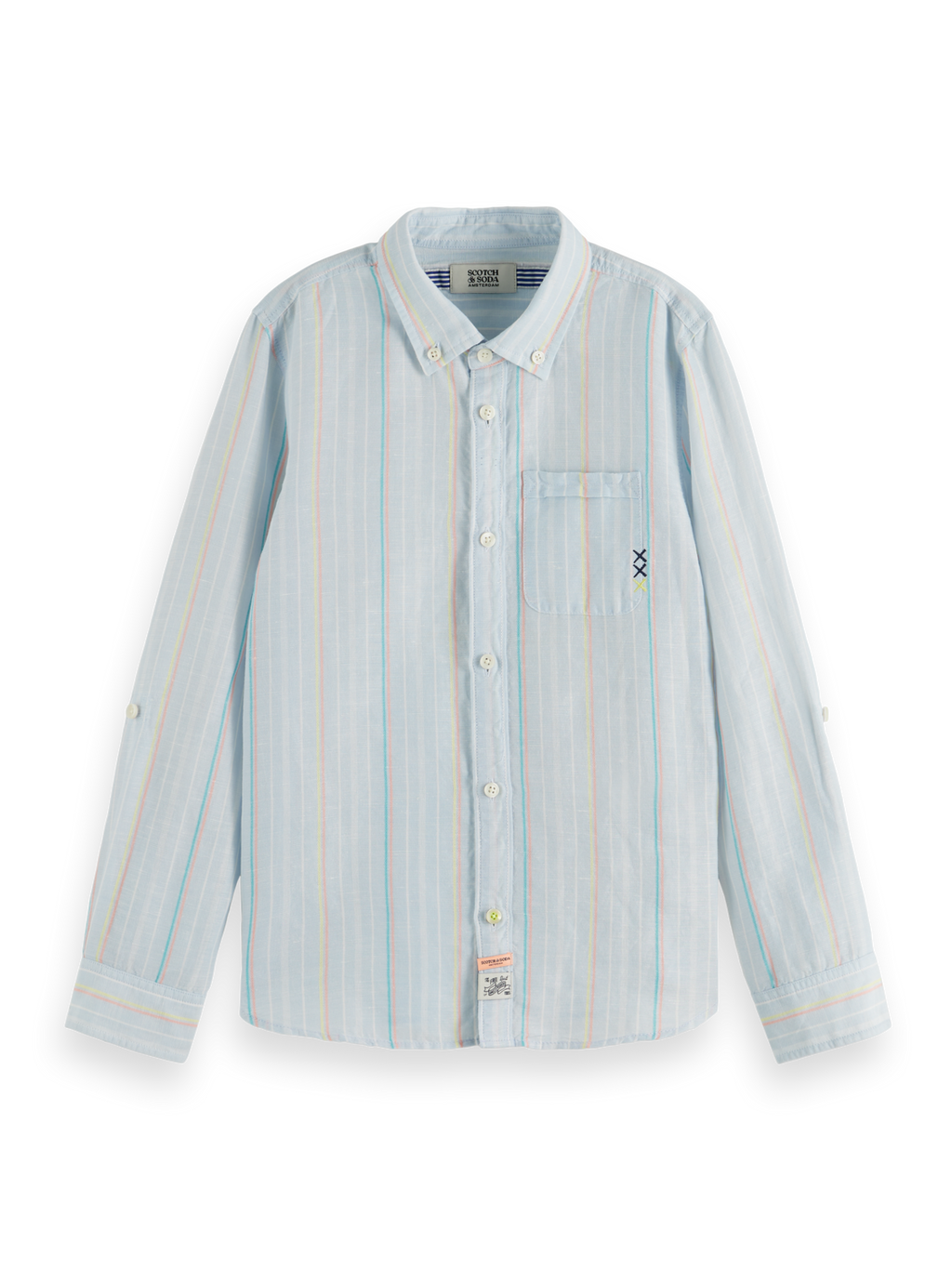 Boys REGULAR-FIT YARN-DYED STRIPE COTTON LINEN SHIRT