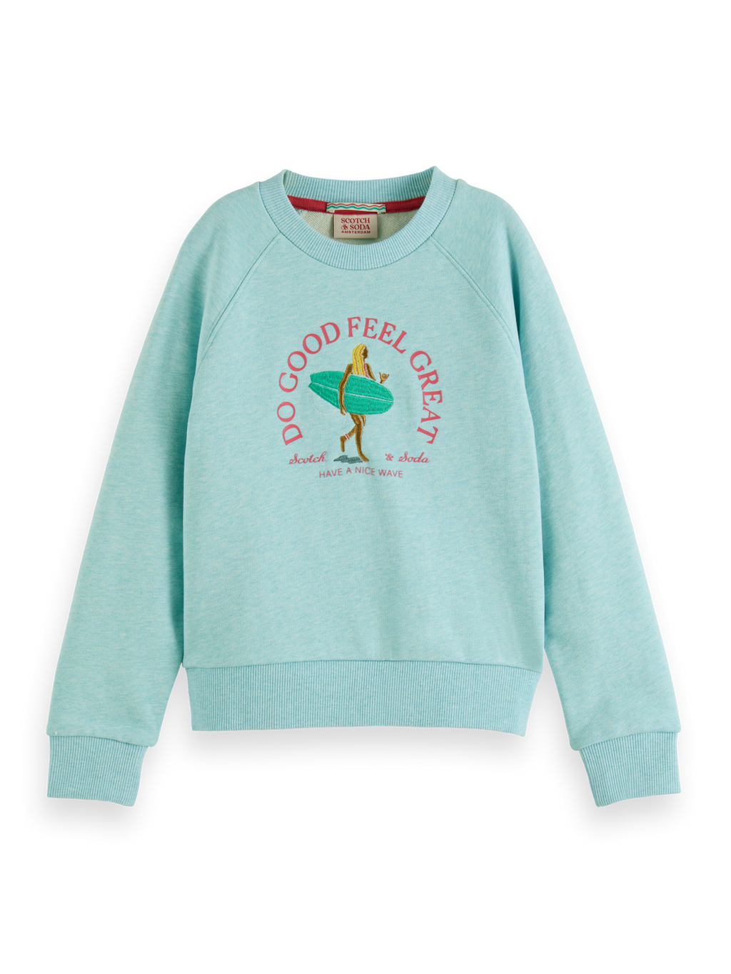 PRINTED AND EMBROIDERED REGULAR-FIT MELANGE SWEATSHIRT