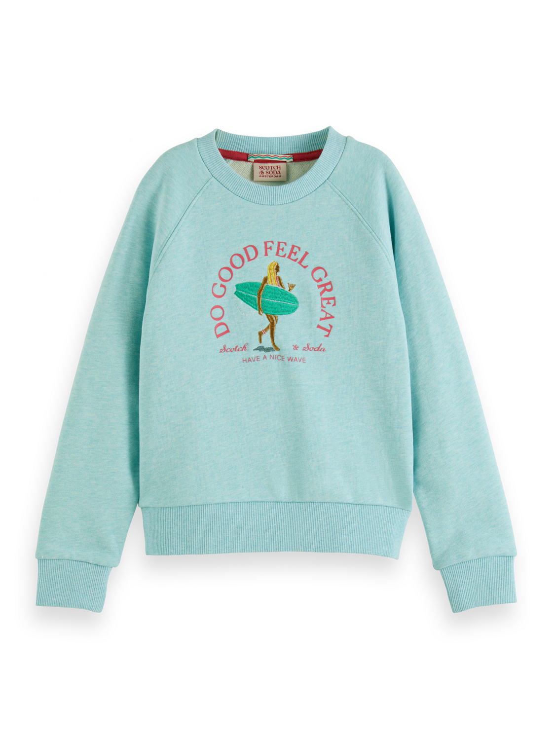 PRINTED AND EMBROIDERED REGULAR-FIT MELANGE SWEATSHIRT