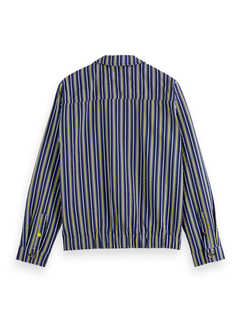STRIPED COTTON-BLEND SEERSUCKER BLOUSON