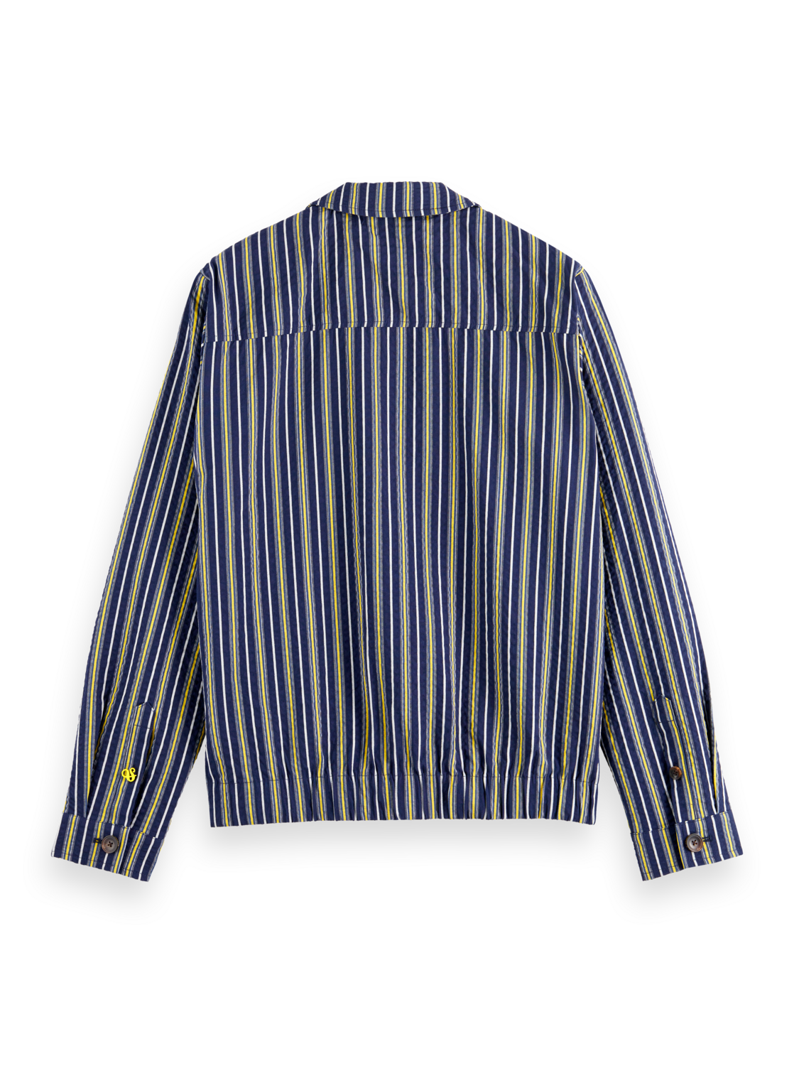 STRIPED COTTON-BLEND SEERSUCKER BLOUSON