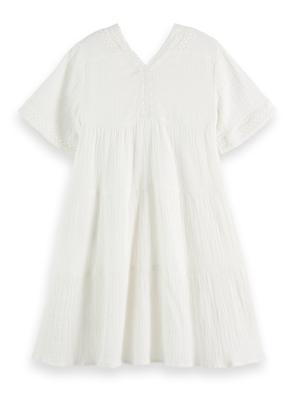 Girls LACE DETAIL CRINKLE COTTON MIDI DRESS