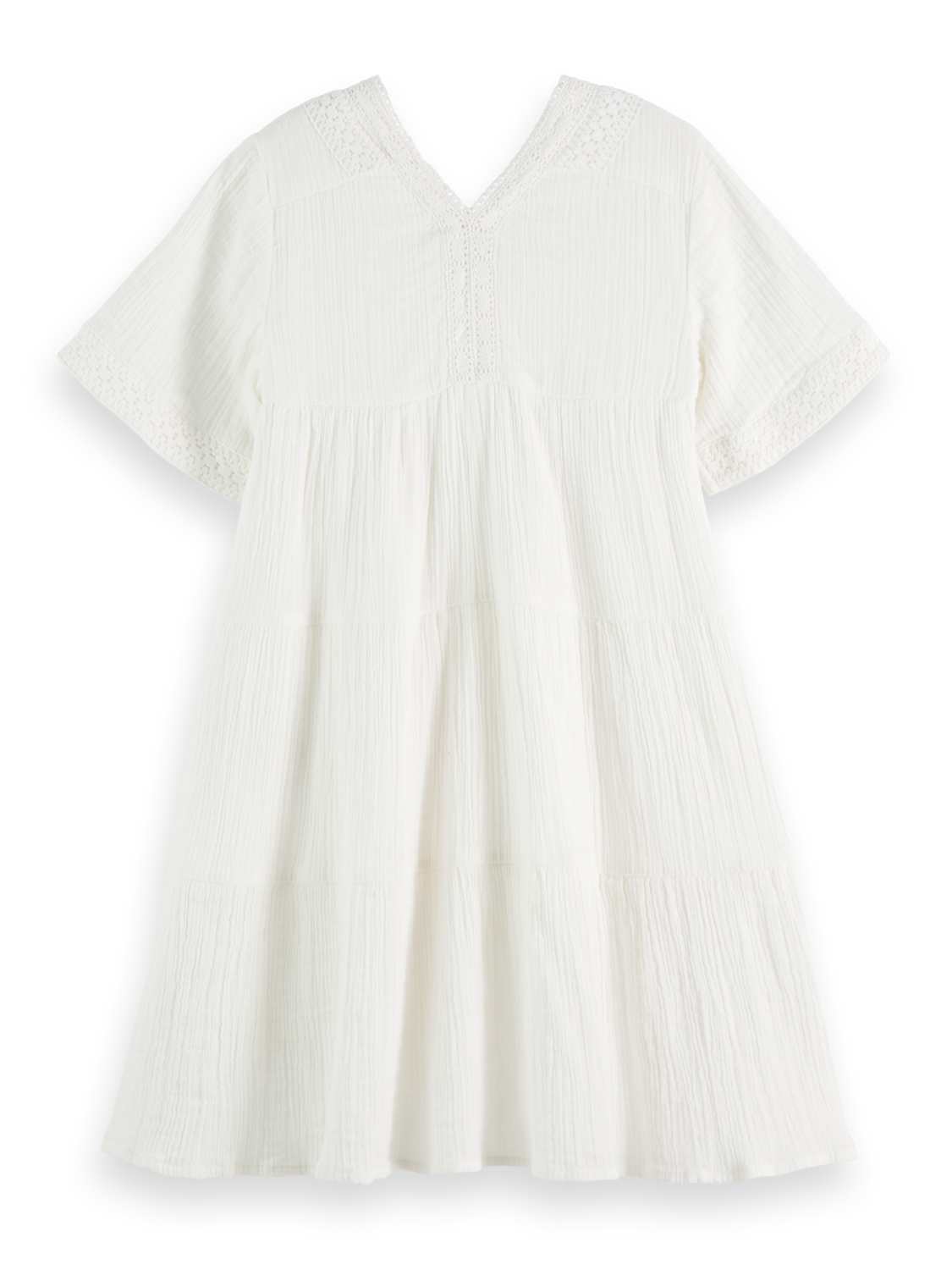 Girls LACE DETAIL CRINKLE COTTON MIDI DRESS