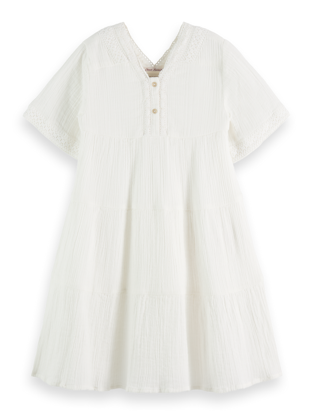 Girls LACE DETAIL CRINKLE COTTON MIDI DRESS
