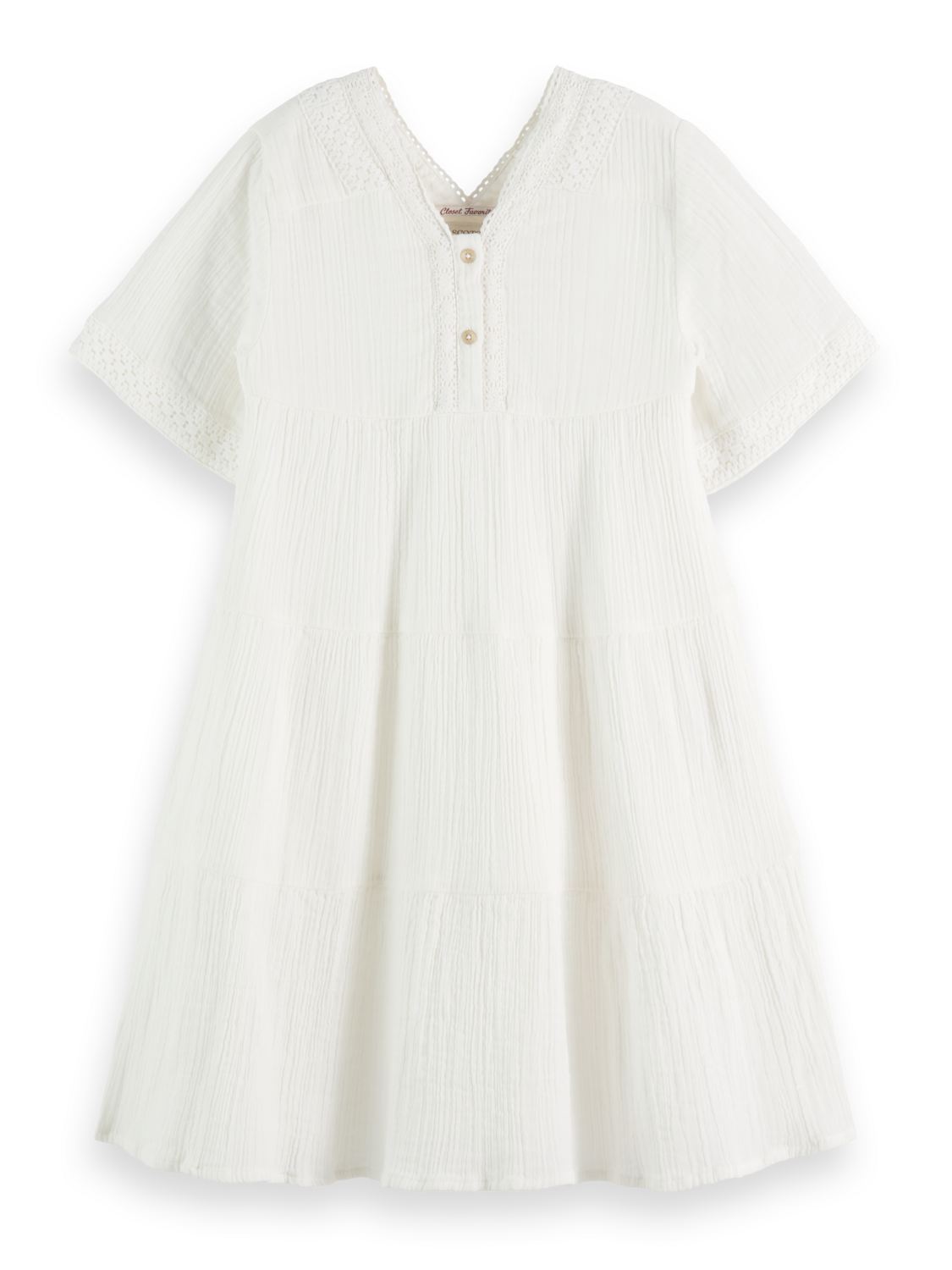 Girls LACE DETAIL CRINKLE COTTON MIDI DRESS
