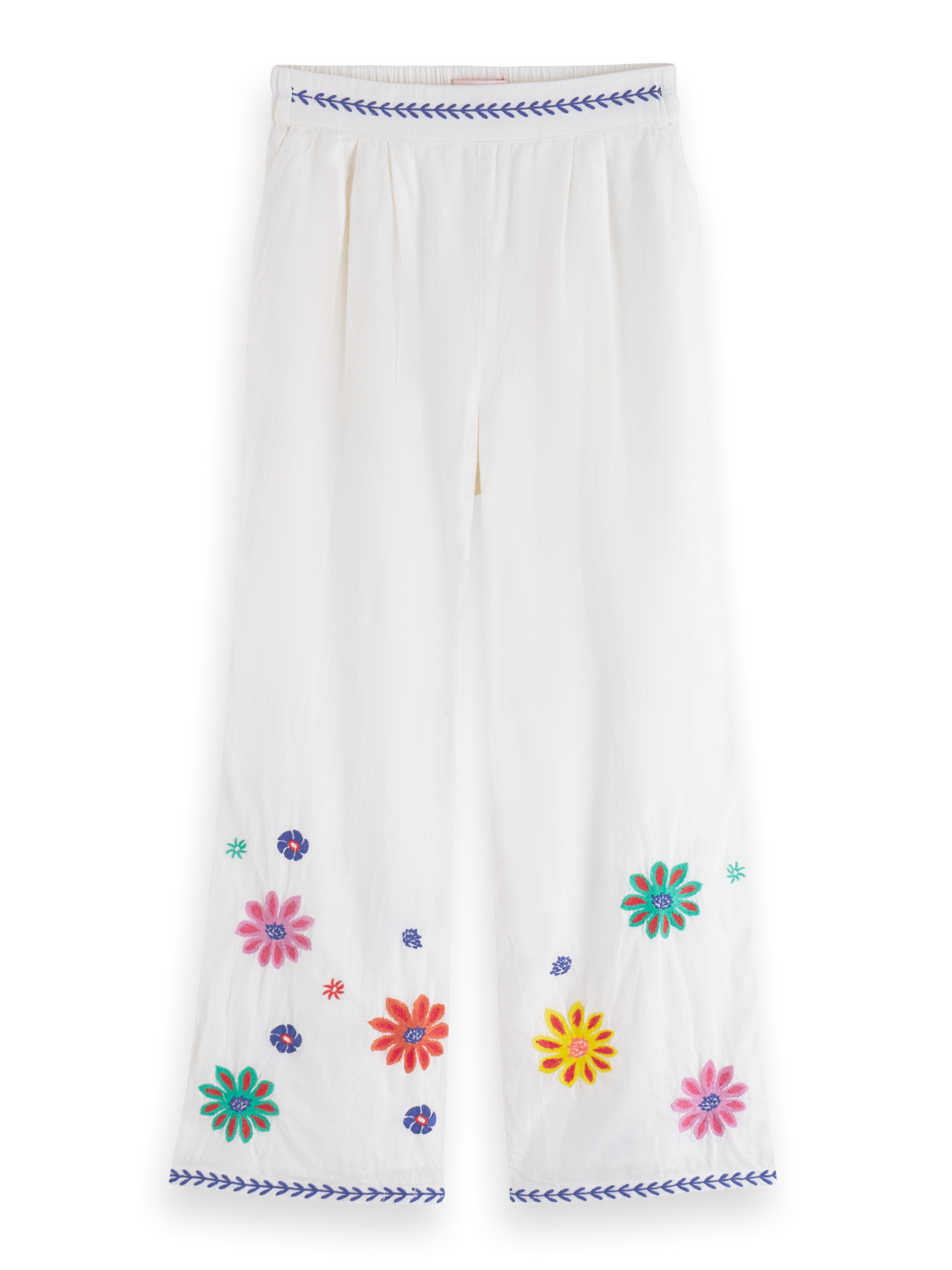 CROPPED FLOWER EMBROIDERY PANTS