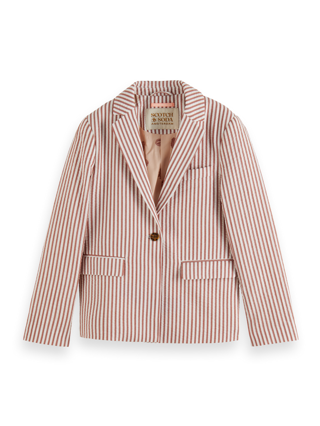 Girls SINGLE BREASTED YARN-DYED STRIPE SEERSUCKER BLAZER