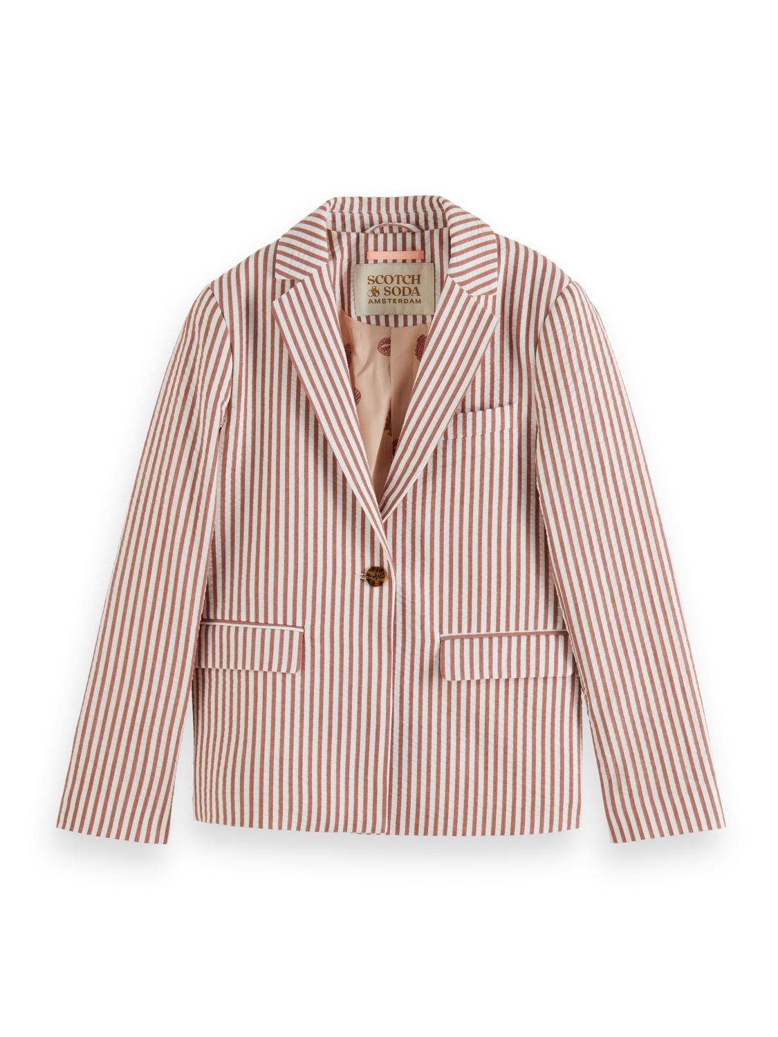 Girls SINGLE BREASTED YARN-DYED STRIPE SEERSUCKER BLAZER