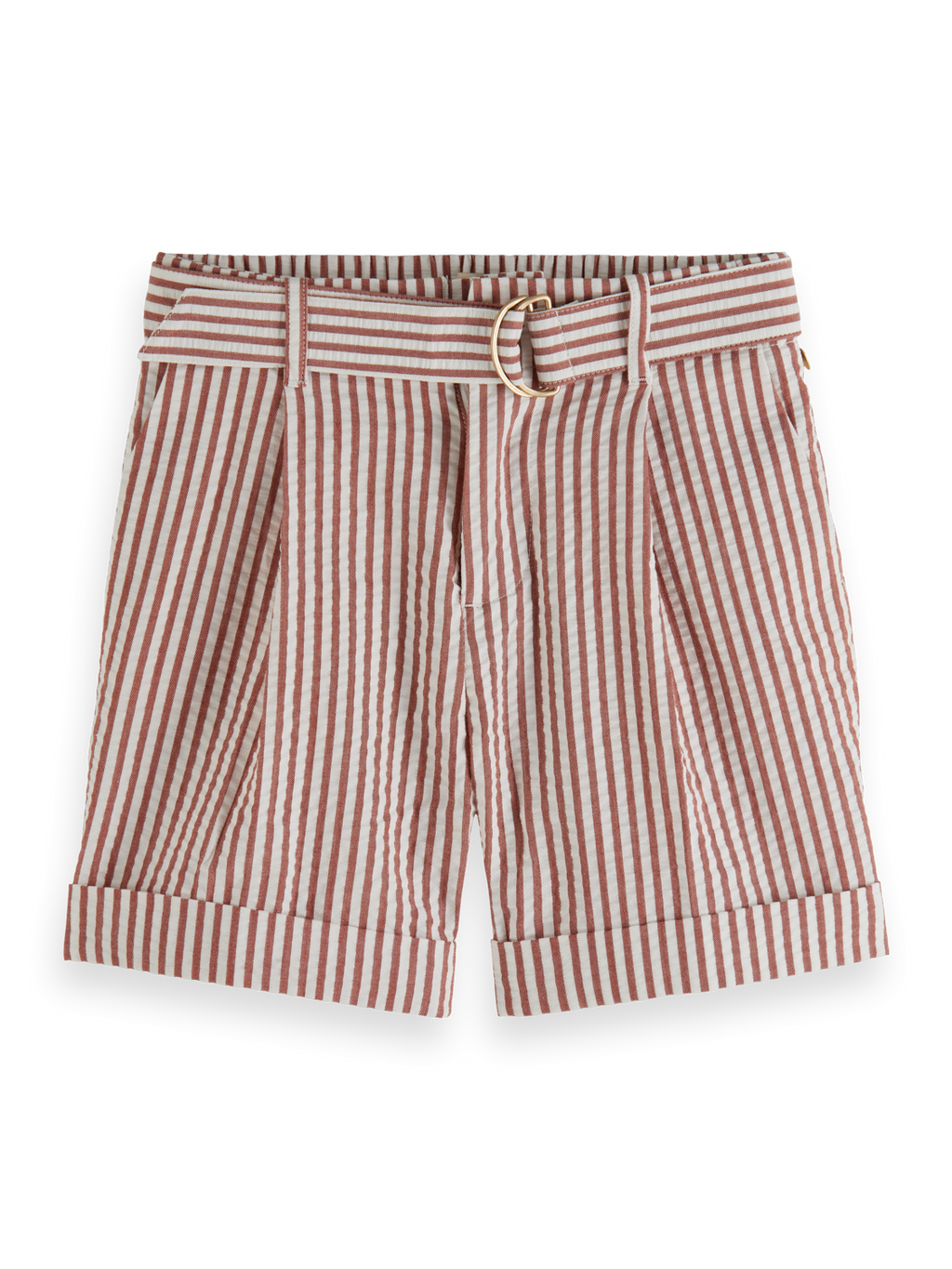 Girls BELTED YARN-DYED STRIPE SEERSUCKER SHORTS