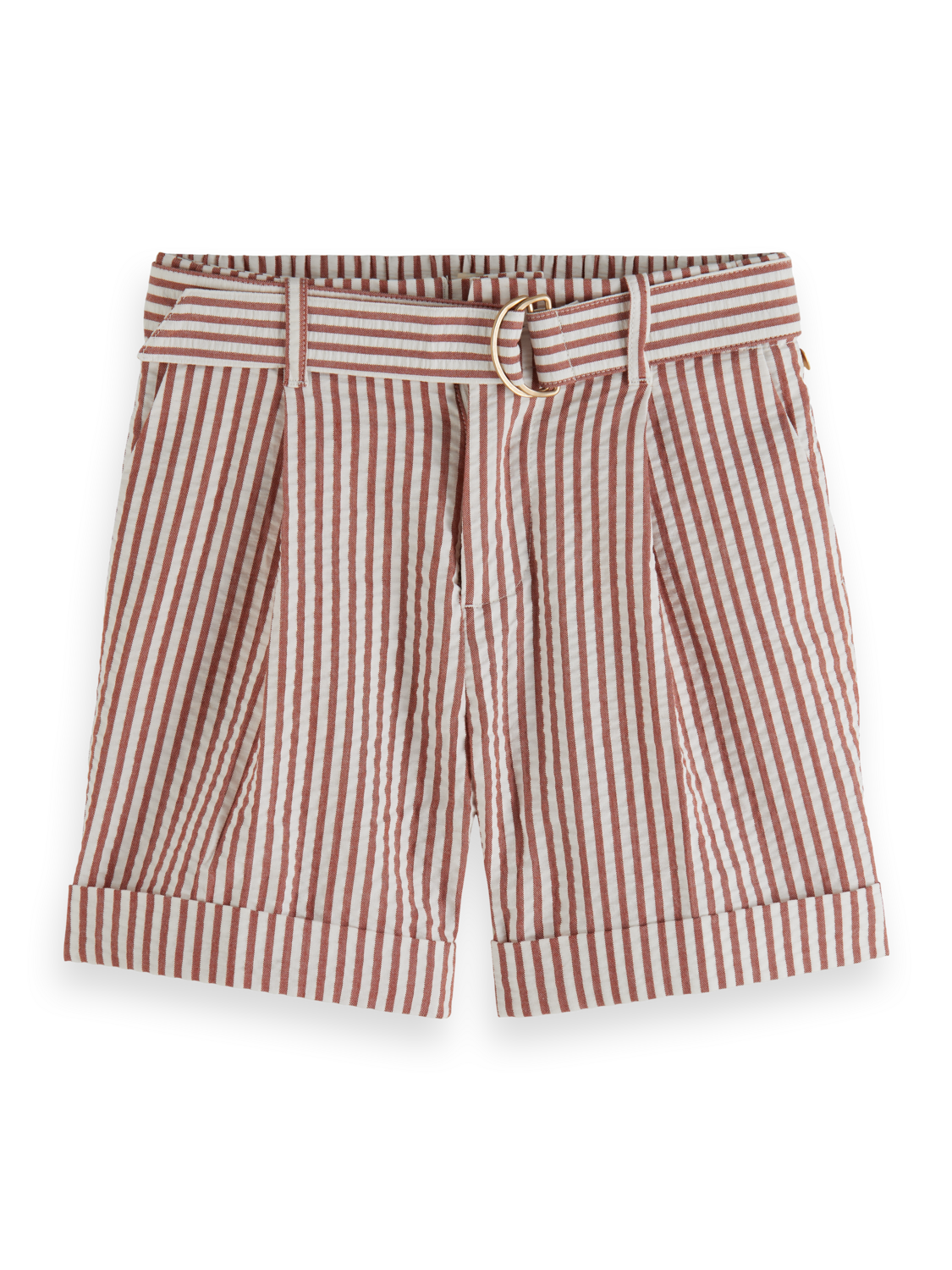 Girls BELTED YARN-DYED STRIPE SEERSUCKER SHORTS
