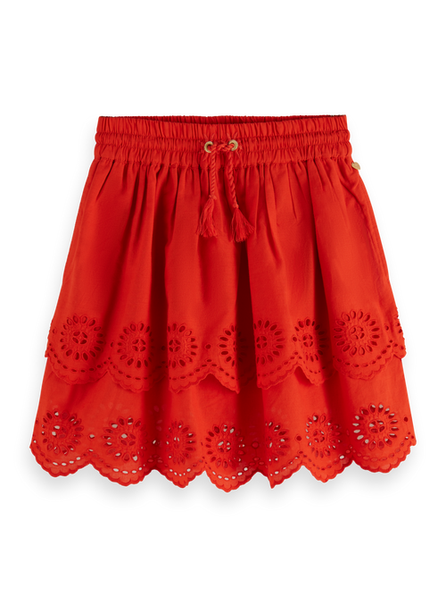TIERED BRODERIE ANGLAISE SKIRT