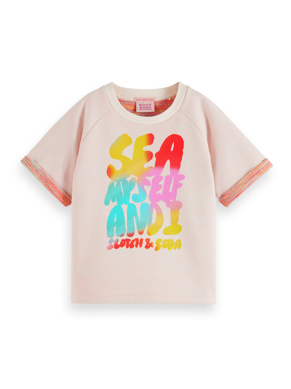 SHORT SLEEVED FASHION-FIT MULTICOLOUR TERRY SWEATSHIRT