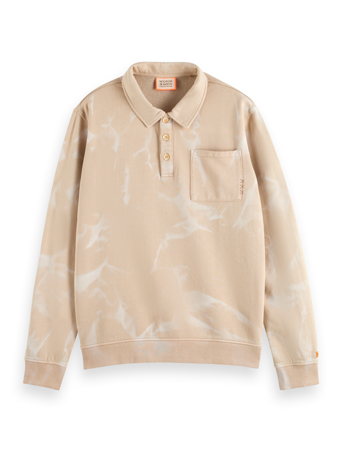 WASHED POLO COLLAR SWEATSHIRT