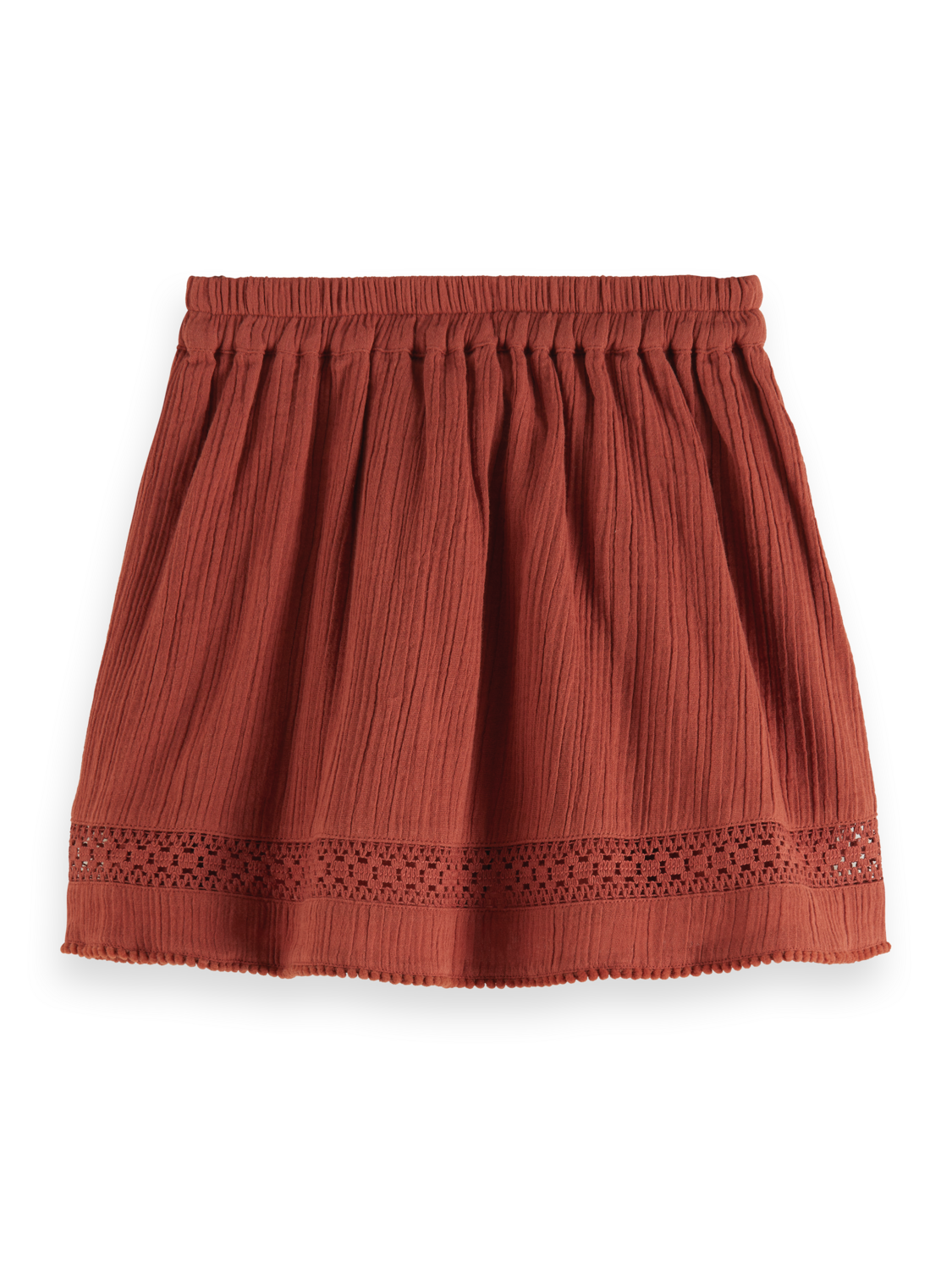 Girls LACE DETAIL CRINKLE COTTON MINI SKIRT