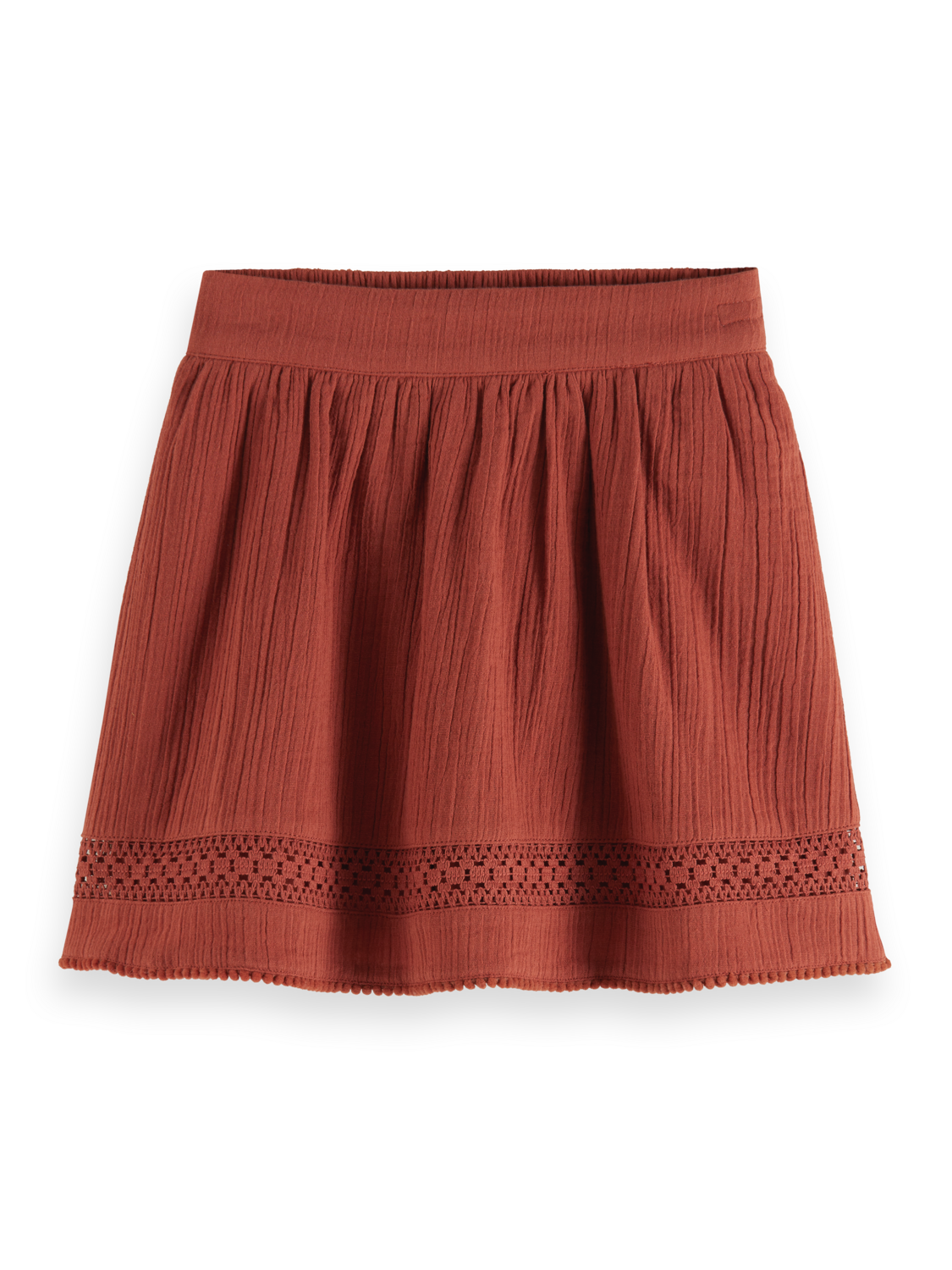 Girls LACE DETAIL CRINKLE COTTON MINI SKIRT