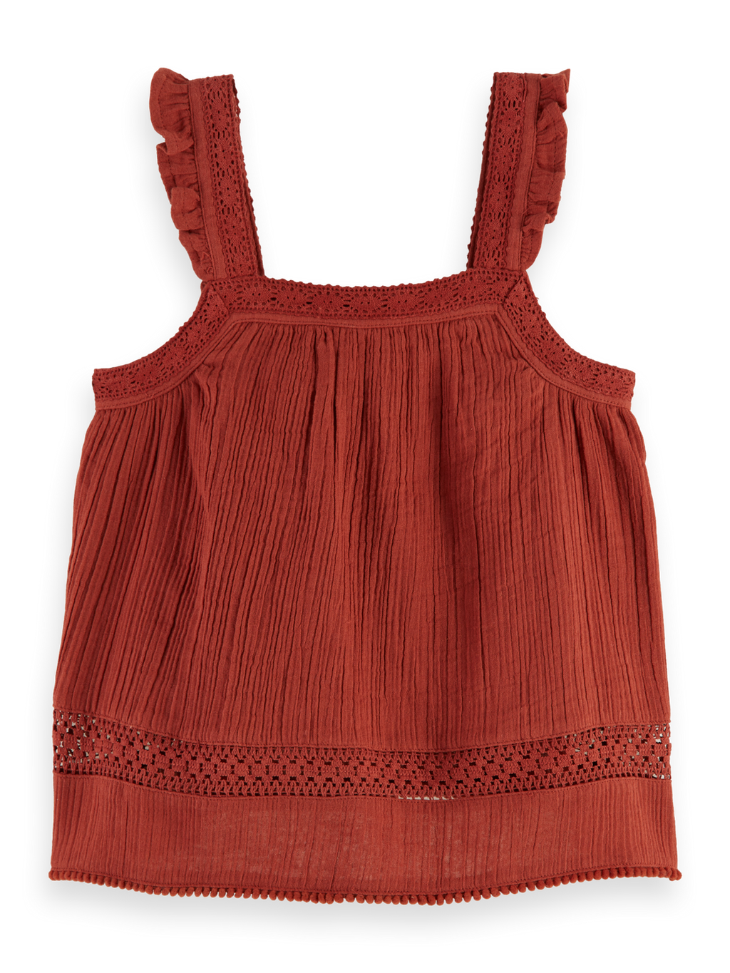Girls LACE DETAIL CRINKLE COTTON TANK
