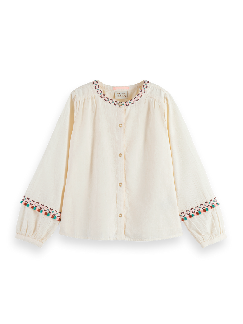 Girls NEON POP EMBROIDERED LONG-SLEEVED TOP