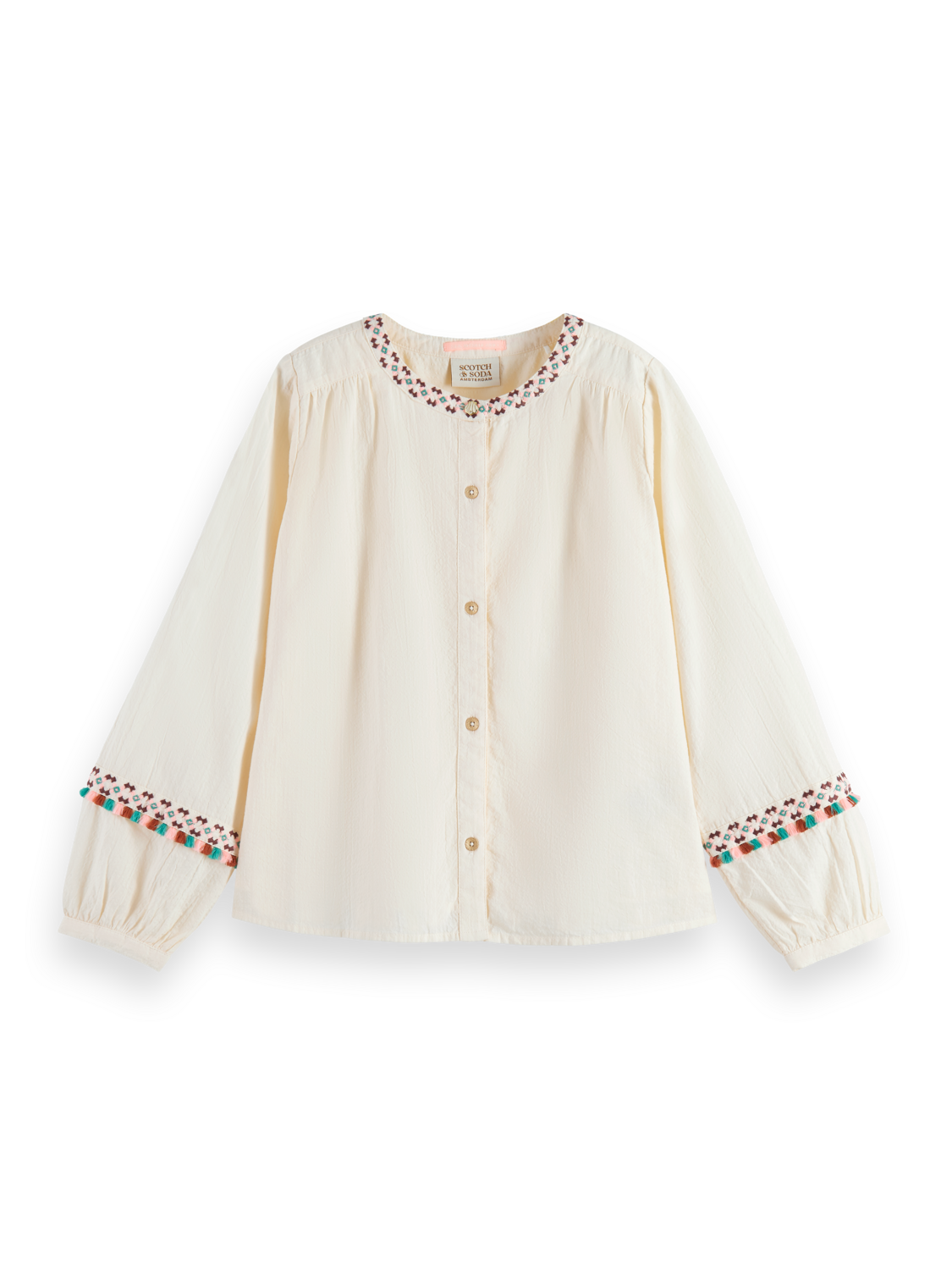 Girls NEON POP EMBROIDERED LONG-SLEEVED TOP