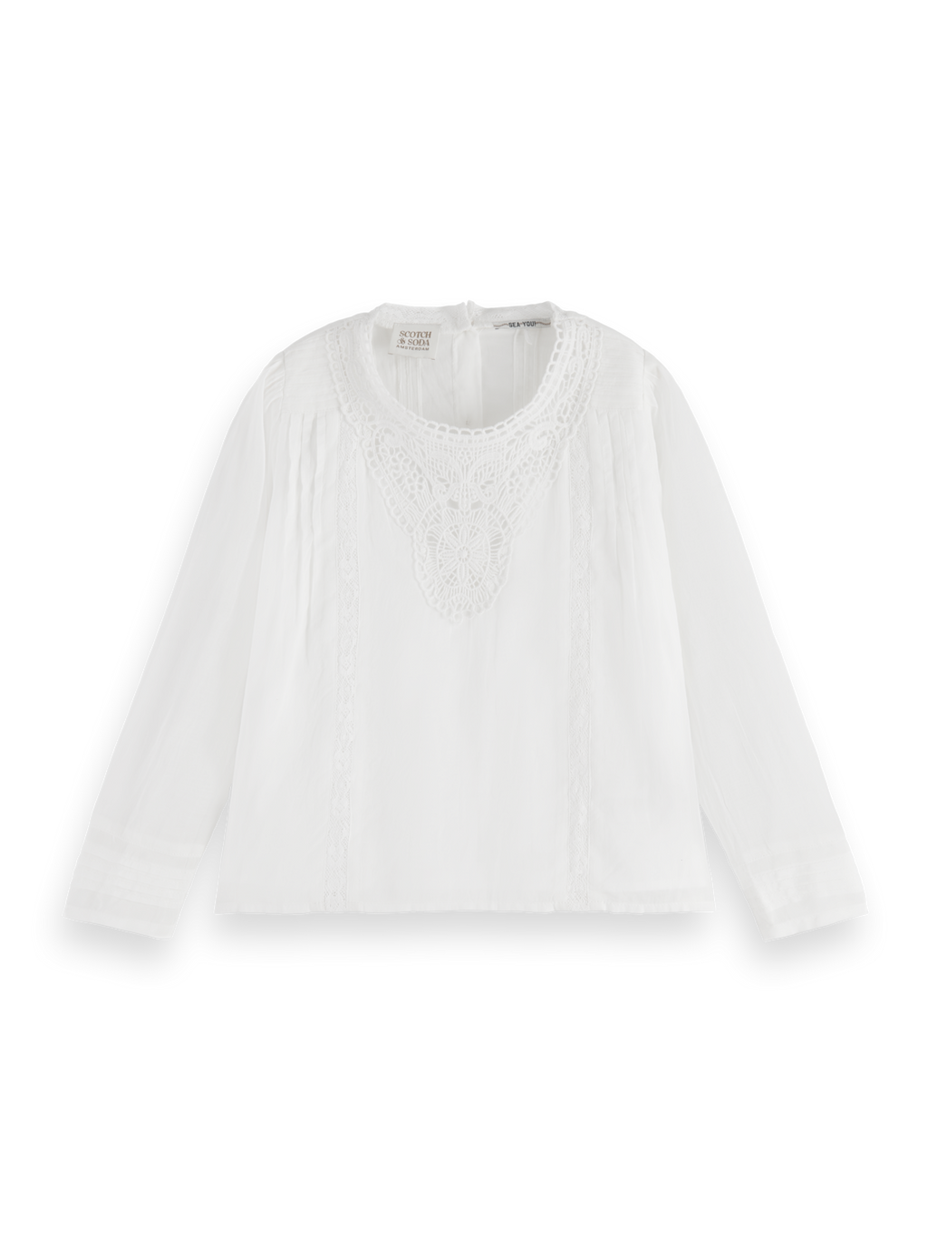 DELICATE LACE DETAIL LONG-SLEEVED TOP