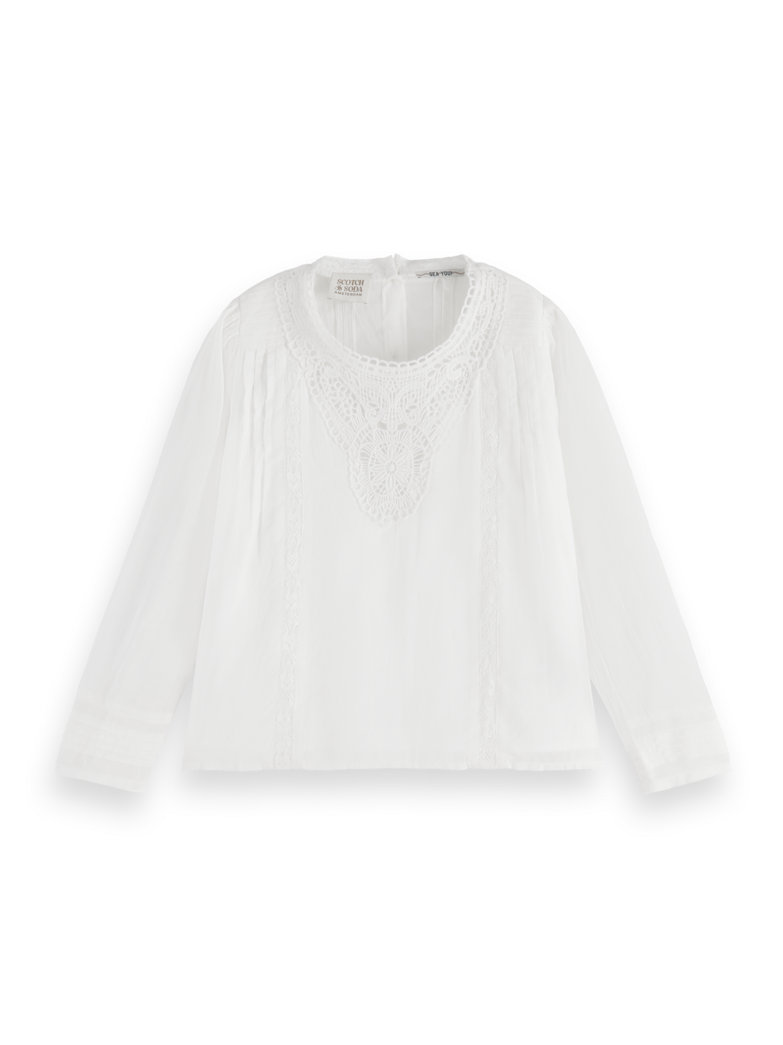 DELICATE LACE DETAIL LONG-SLEEVED TOP