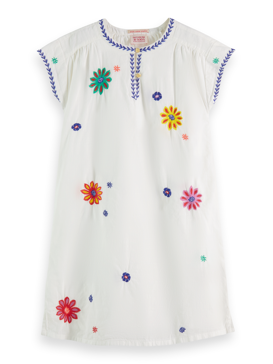 FLOWER EMBROIDERED KAFTAN DRESS