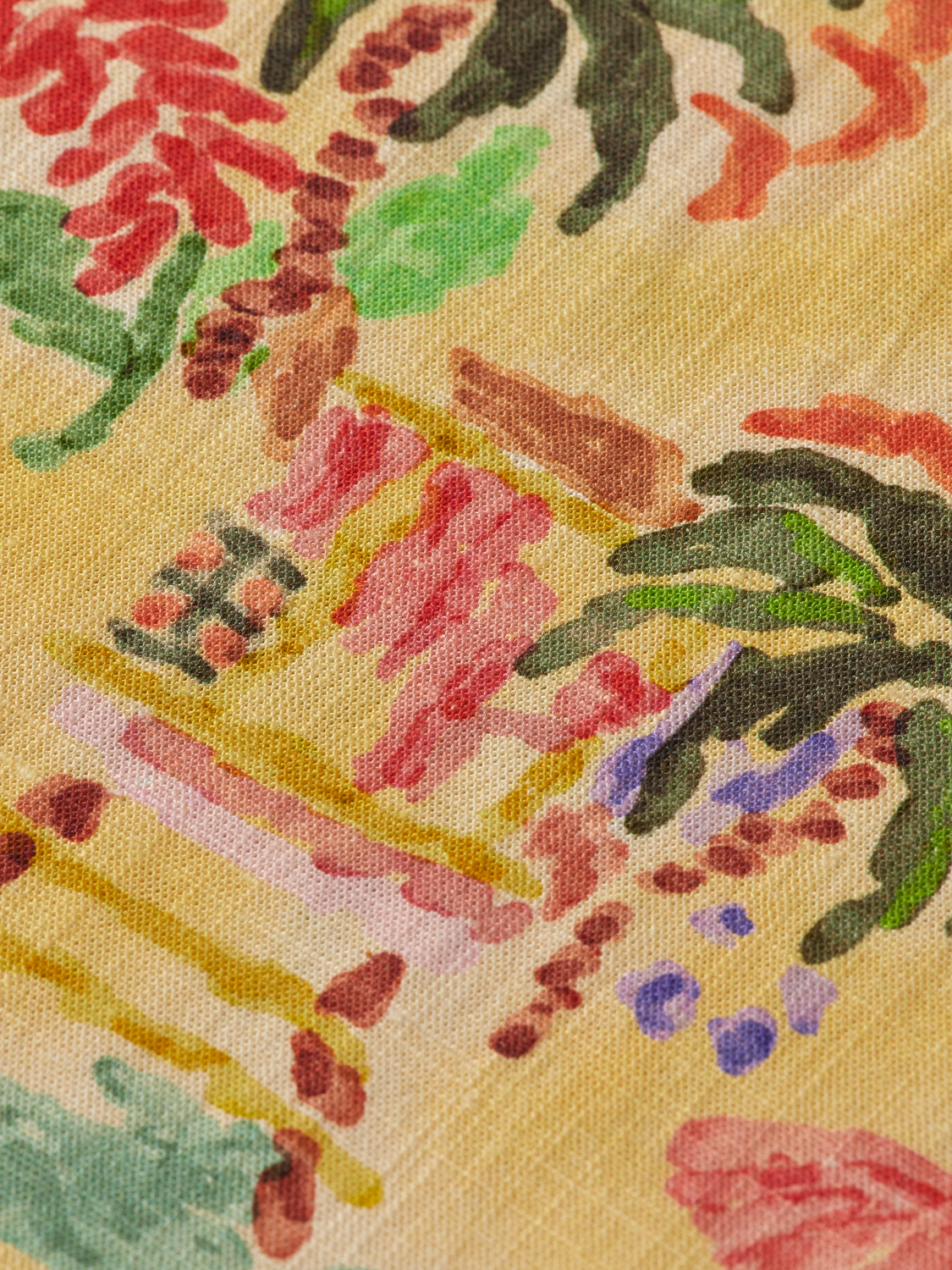 ALL-OVER PRINTED SHORT-SLEEVED LINEN BLEND DRESS