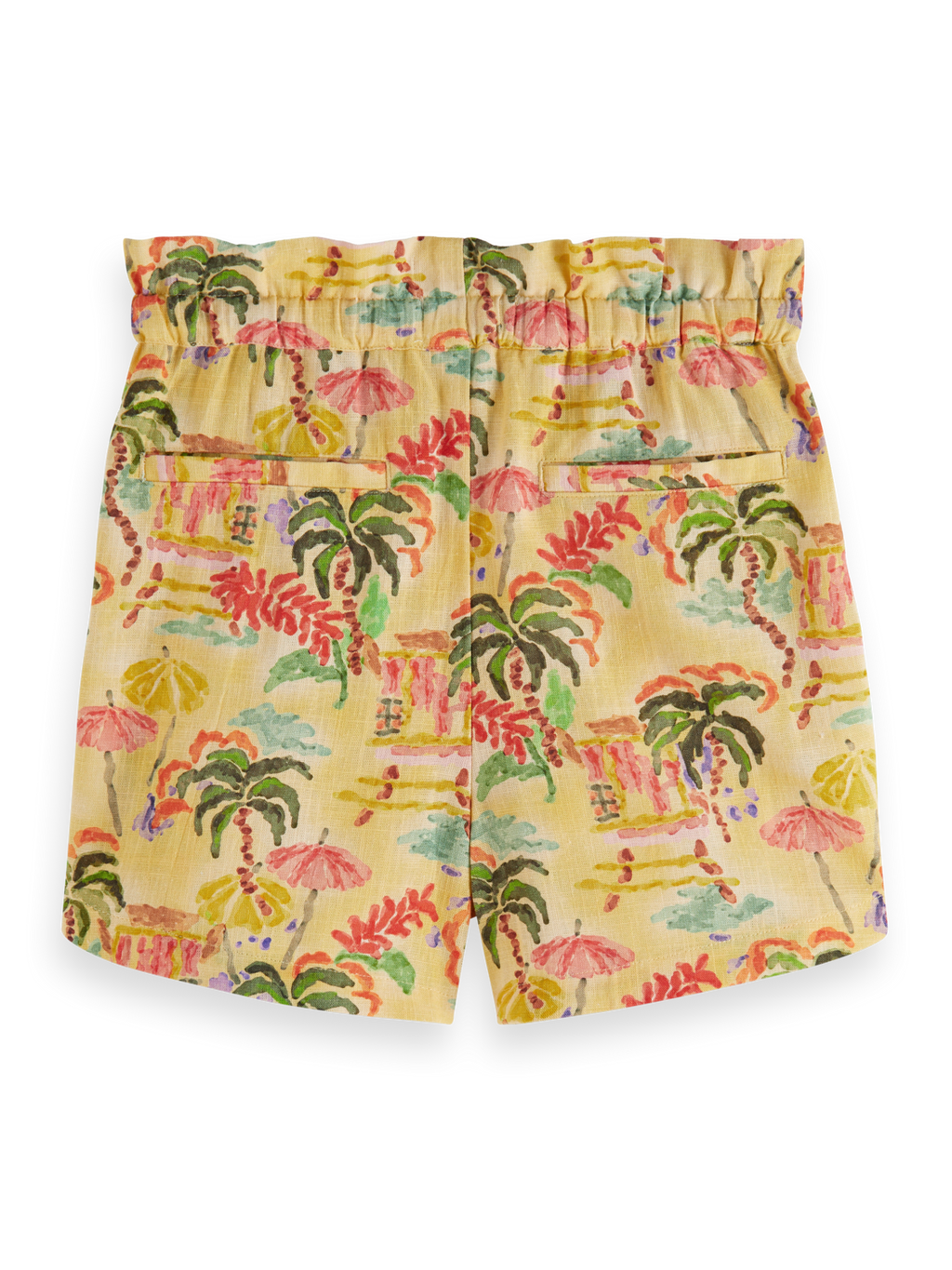 ALL-OVER PRINTED LINEN SHORTS