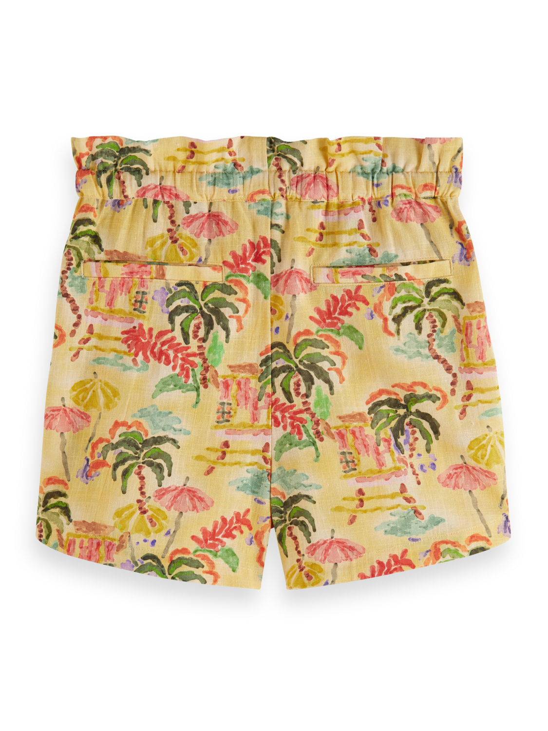 ALL-OVER PRINTED LINEN SHORTS