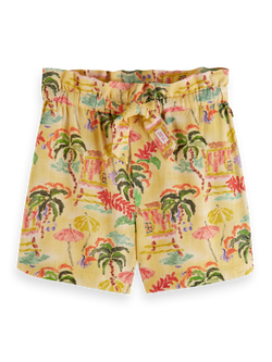 ALL-OVER PRINTED LINEN SHORTS