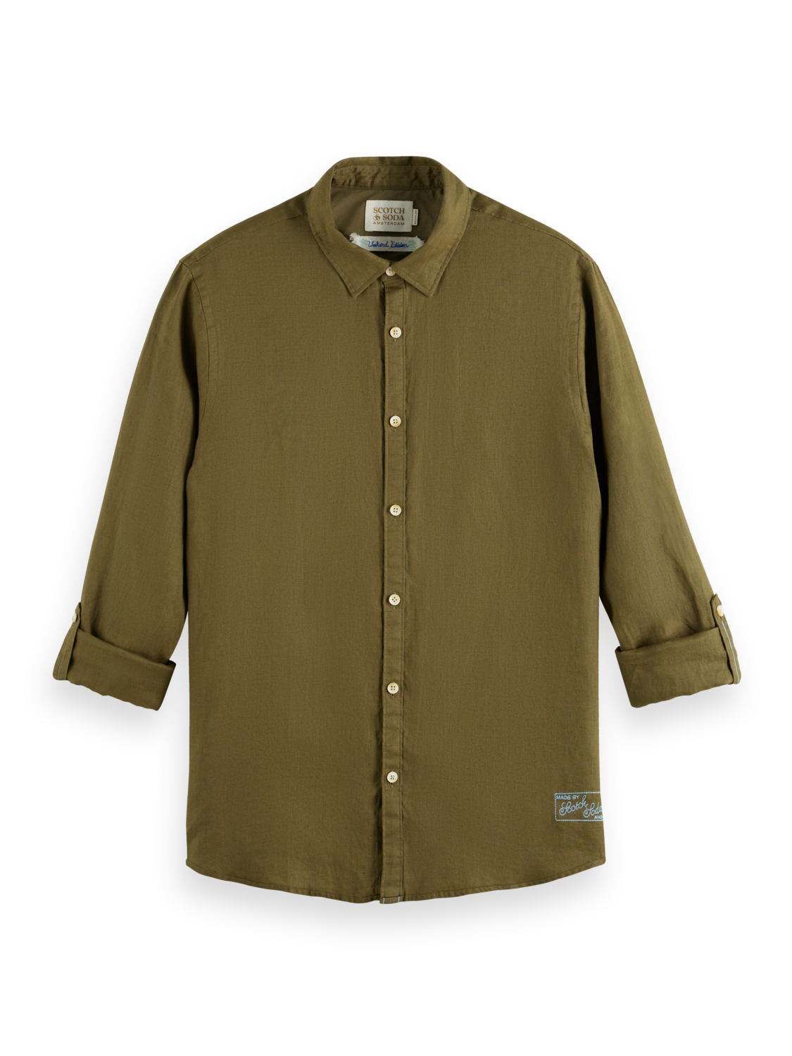 LINEN SHIRT WITH ROLL-UP
