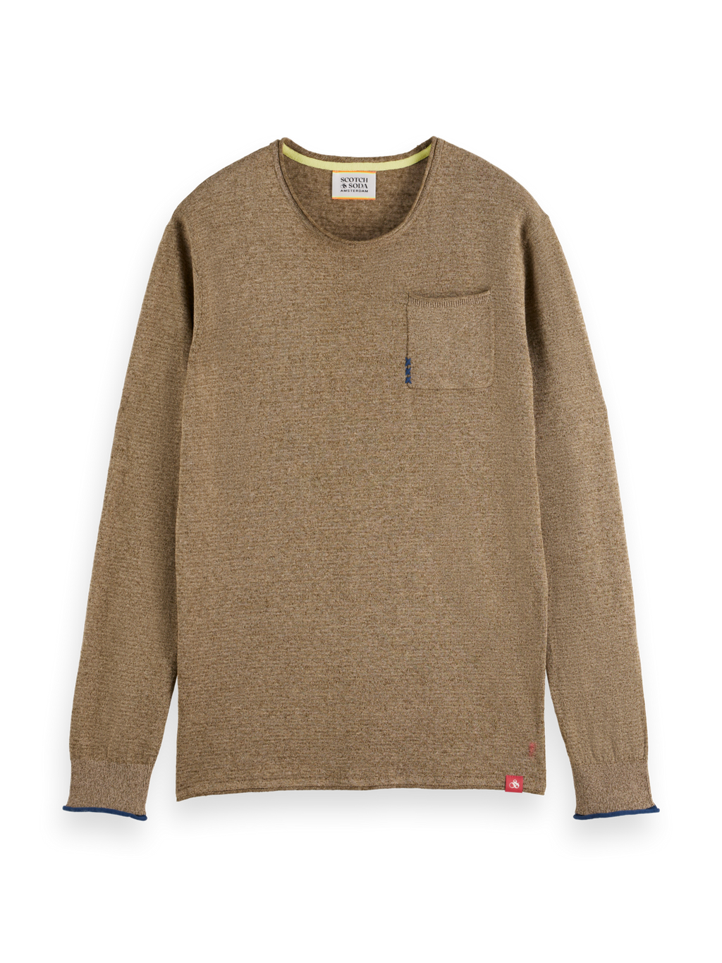 LINEN COTTON BLEND CREW NECK