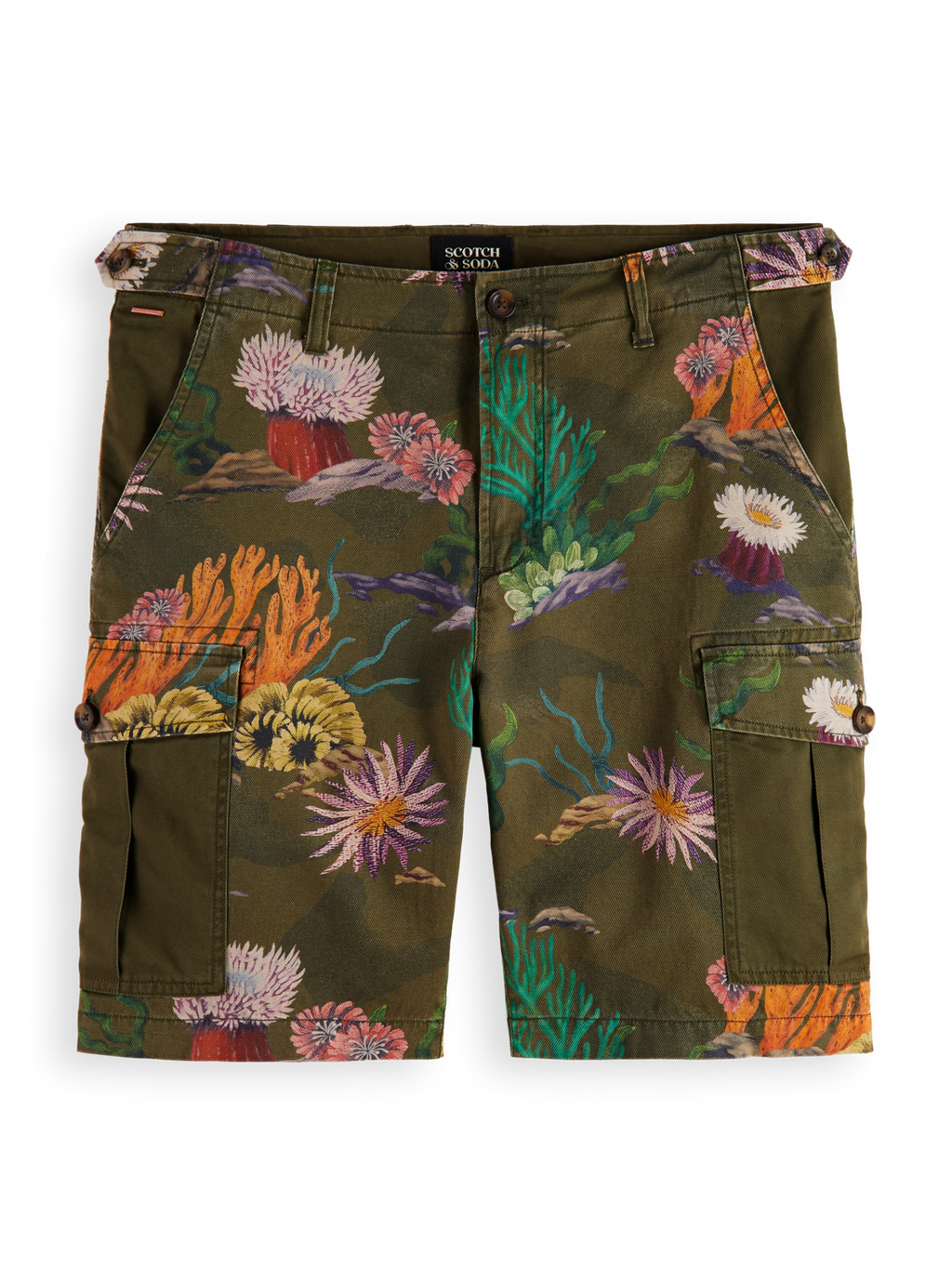 SEASONAL - RELAXED PRINTED TWILL CARGO SHORTS