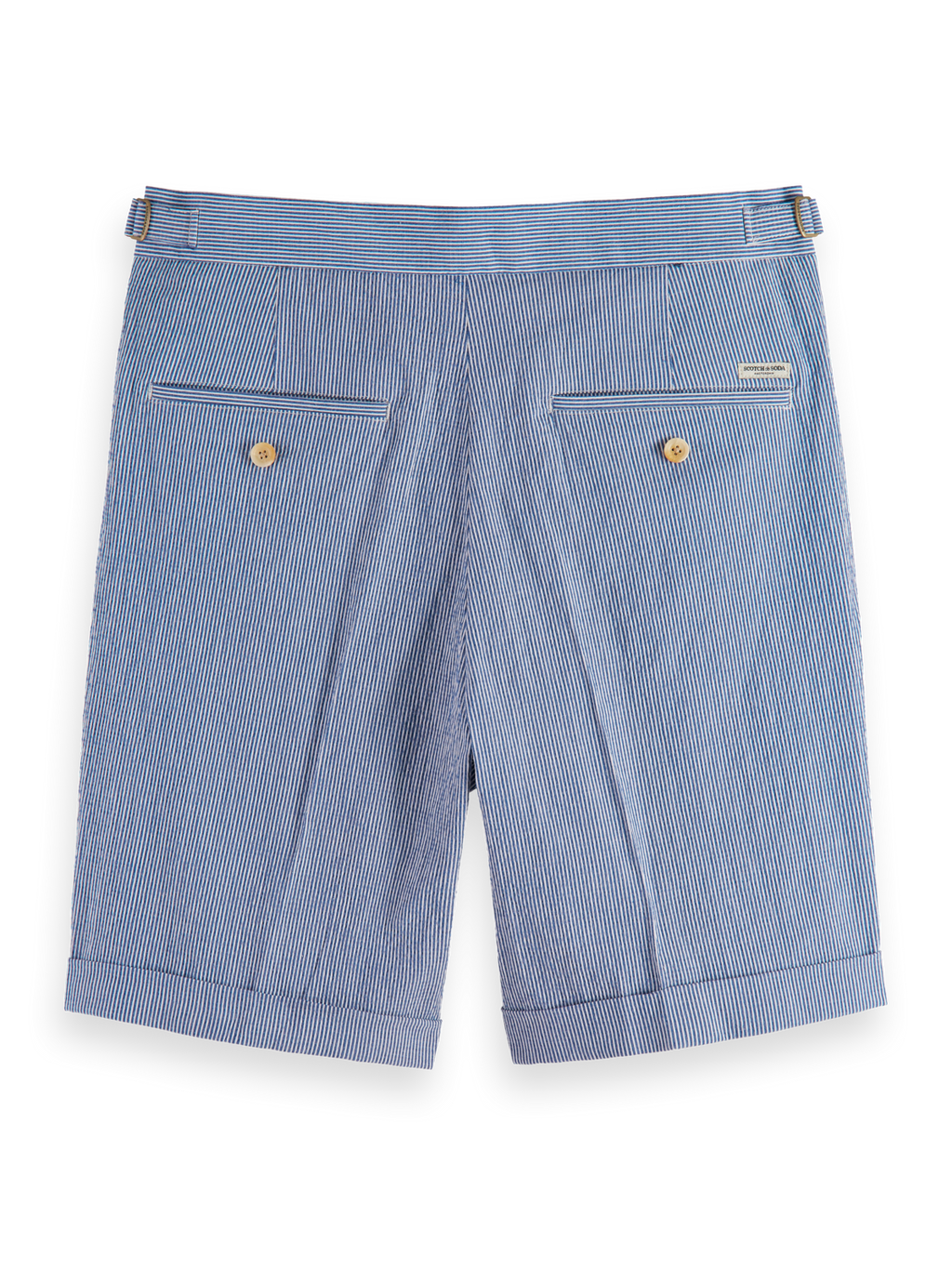 TWILT- STRIPED COTTON-BLEND PLEATED SEERSUCKER SHORT