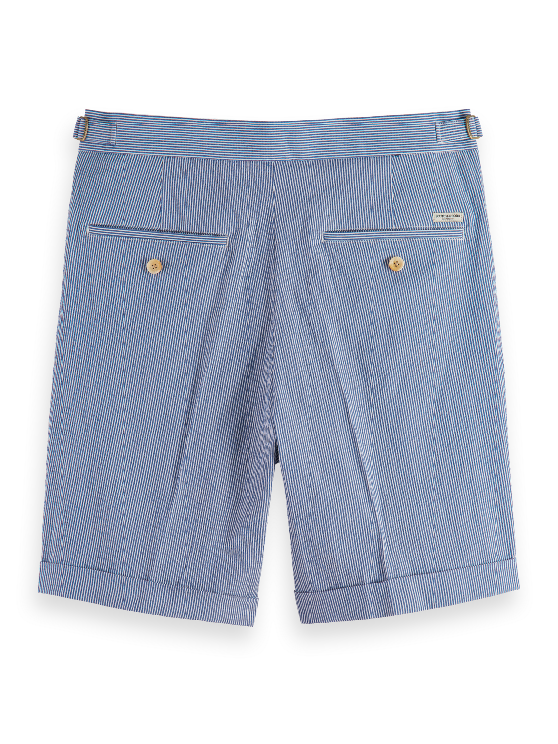 TWILT- STRIPED COTTON-BLEND PLEATED SEERSUCKER SHORT