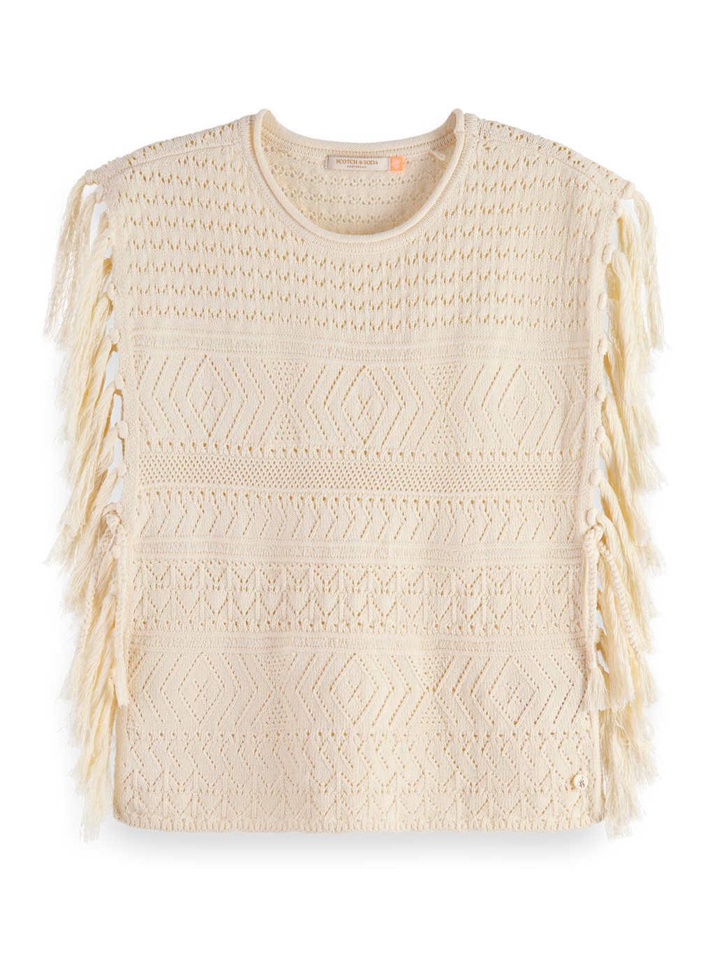 POINTELLE STITCH KNITTED TANK WITH FRINGING