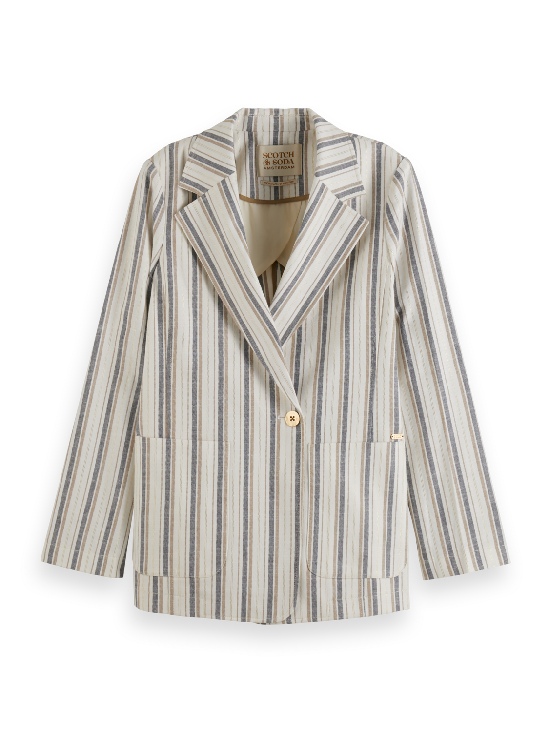 LUREX LINEN BLEND STRIPE BLAZER