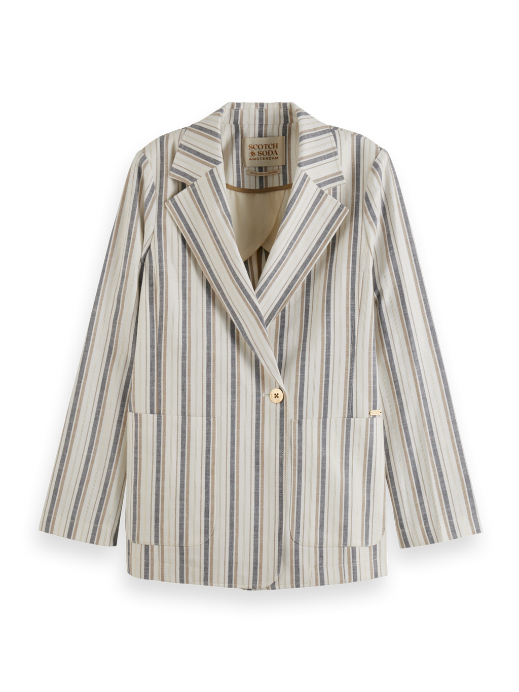 LUREX LINEN BLEND STRIPE BLAZER