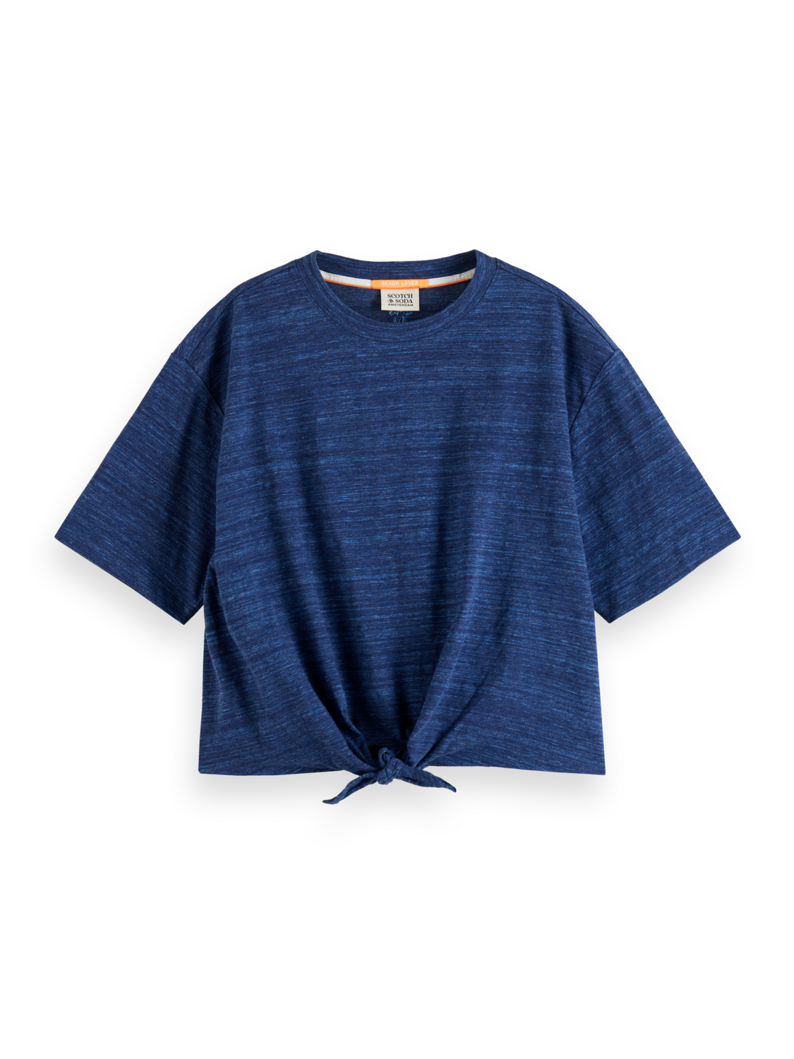 BOXY FIT TIE FRONT MARL T-SHIRT