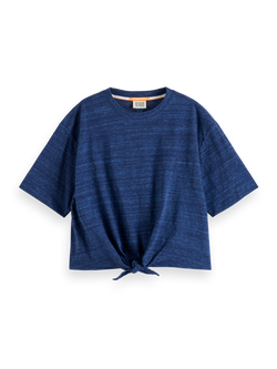 BOXY FIT TIE FRONT MARL T-SHIRT