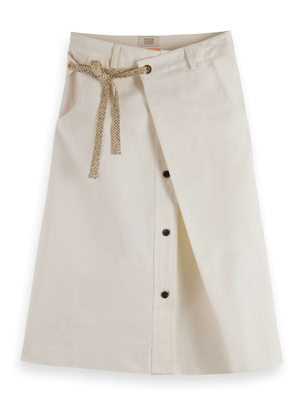 WRAP FRONT MIDI SKIRT
