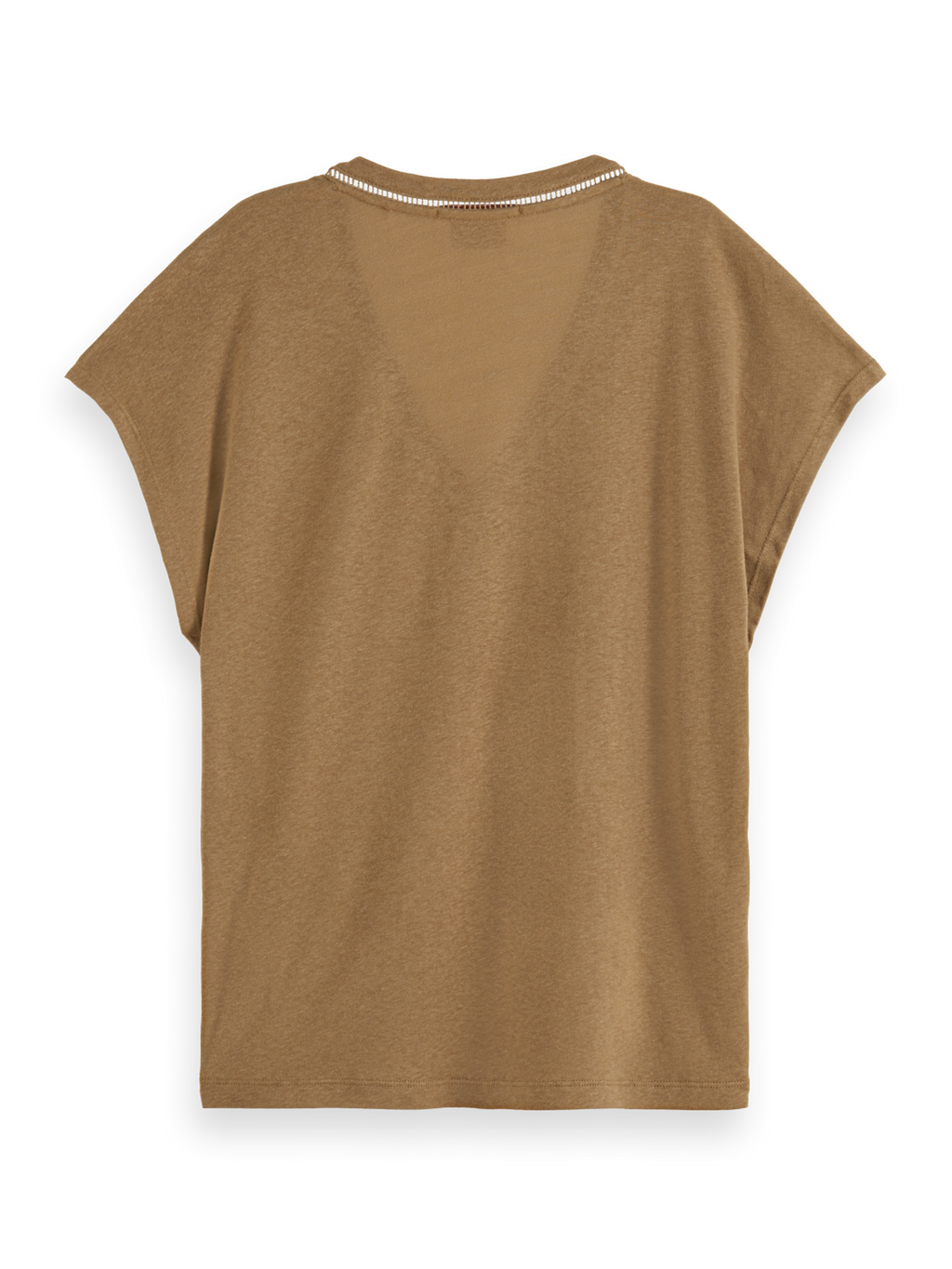 V-NECK LADDER DETAIL LOOSE FIT T-SHIRT