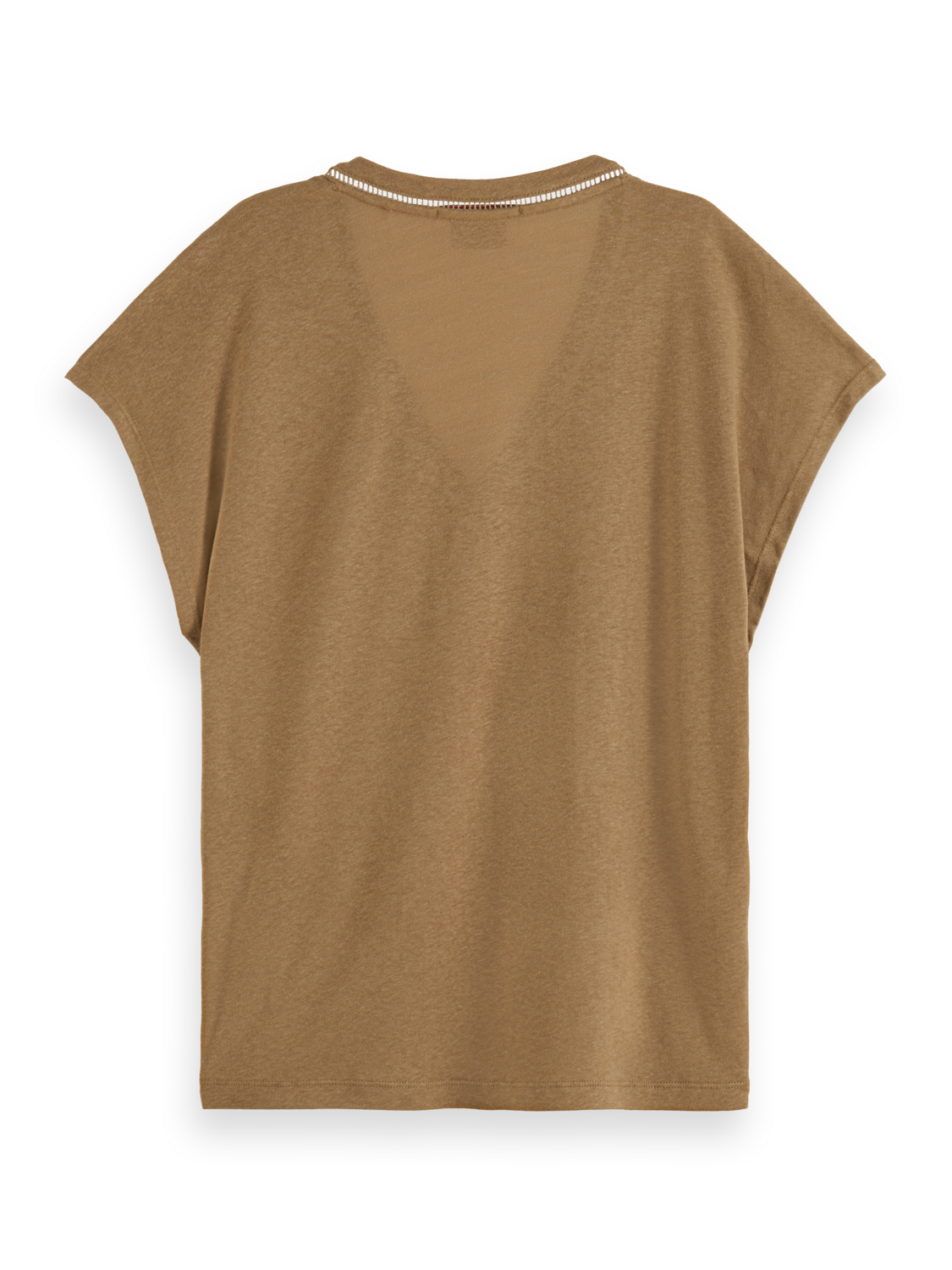 V-NECK LADDER DETAIL LOOSE FIT T-SHIRT