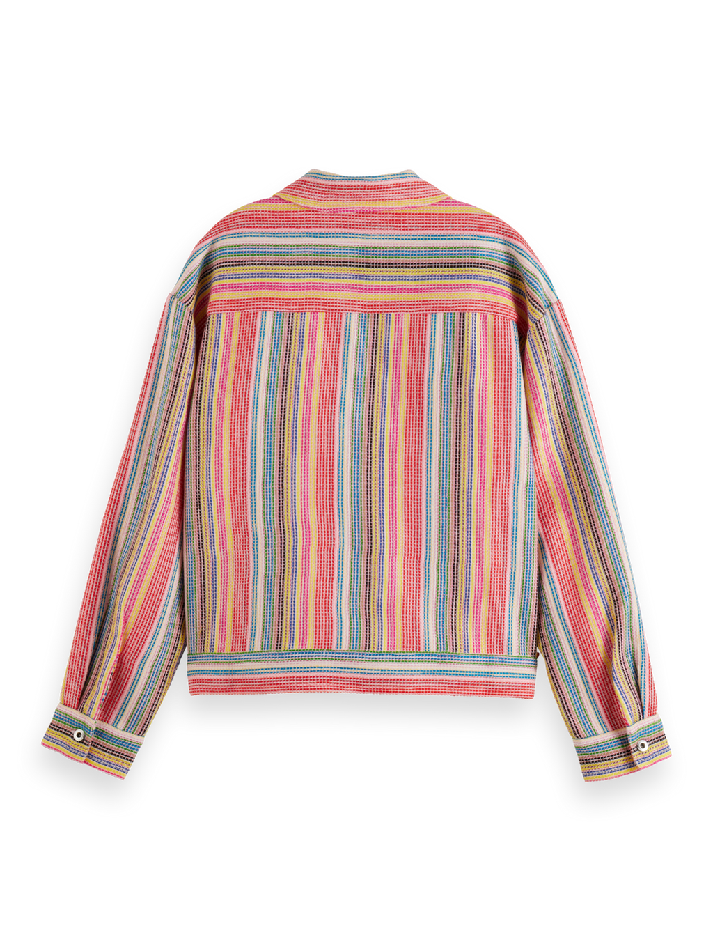 SHORT TRUCKER JACKET IN MULTI COLOUR STRIPE